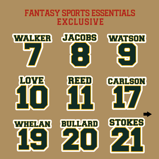 Fantasy Sports Essentials Exclusive Green Bay Packers 2024 Name and Number Glossy Stickers Page 1