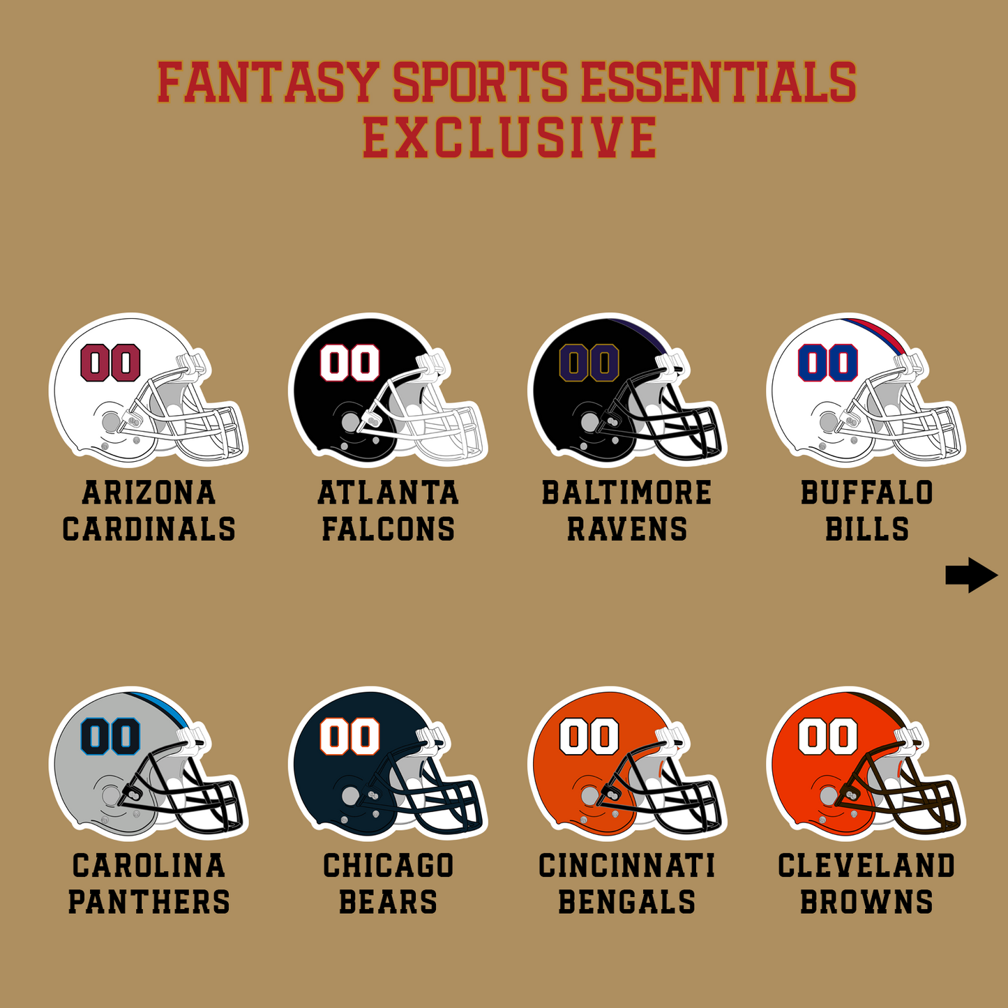 Fantasy Sports Essentials Exclusive Custom 2024 Pro Football Helmet Glossy Stickers Page 1