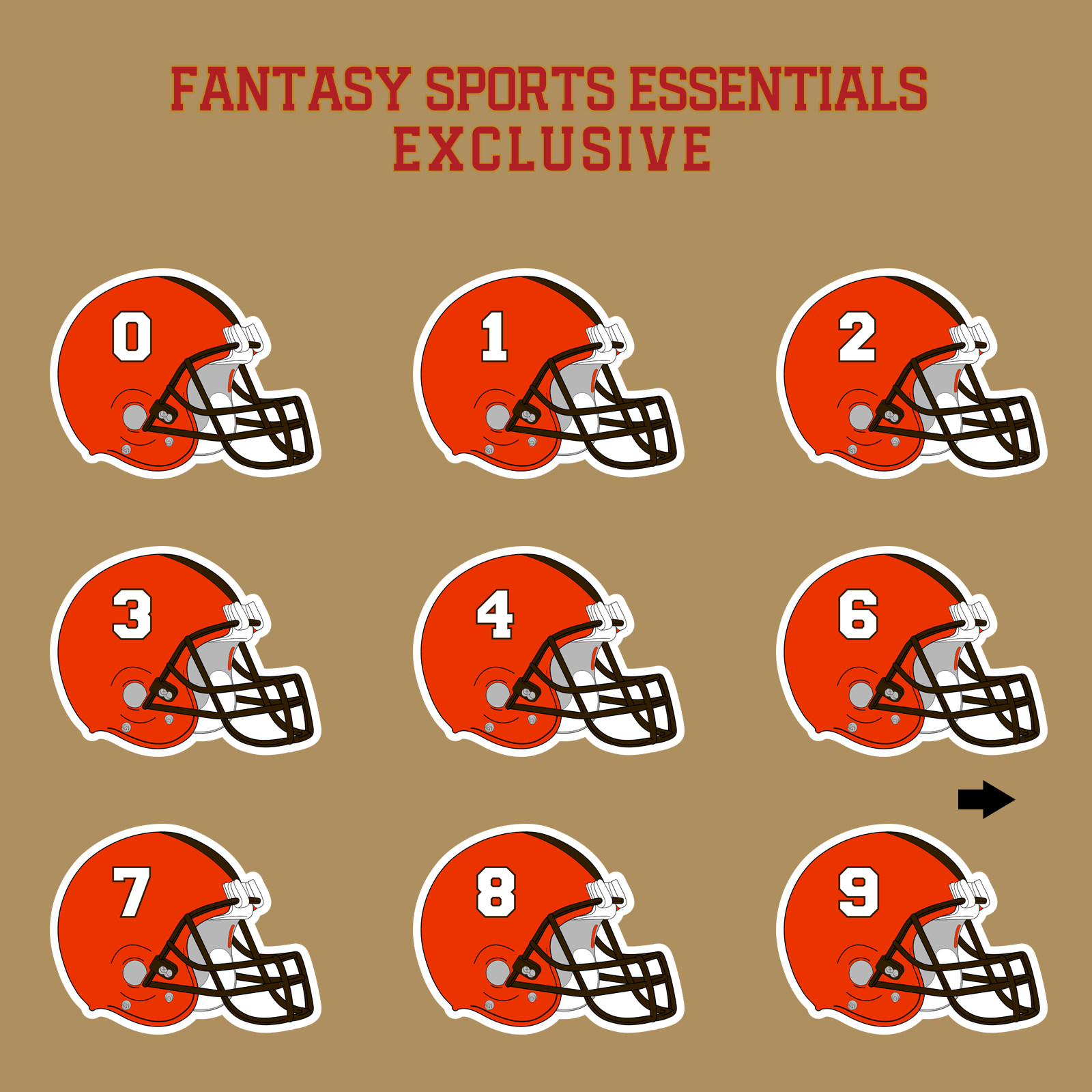 Fantasy Sports Essentials Exclusive Cleveland Browns 2024 Helmet Glossy Stickers Page 1