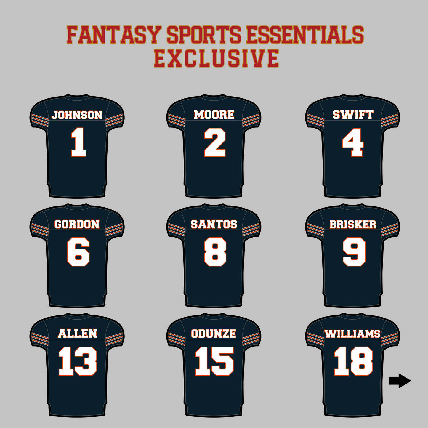 Fantasy Sports Essentials Exclusive Chicago Bears 2024 Home Jersey Magnets Page 1