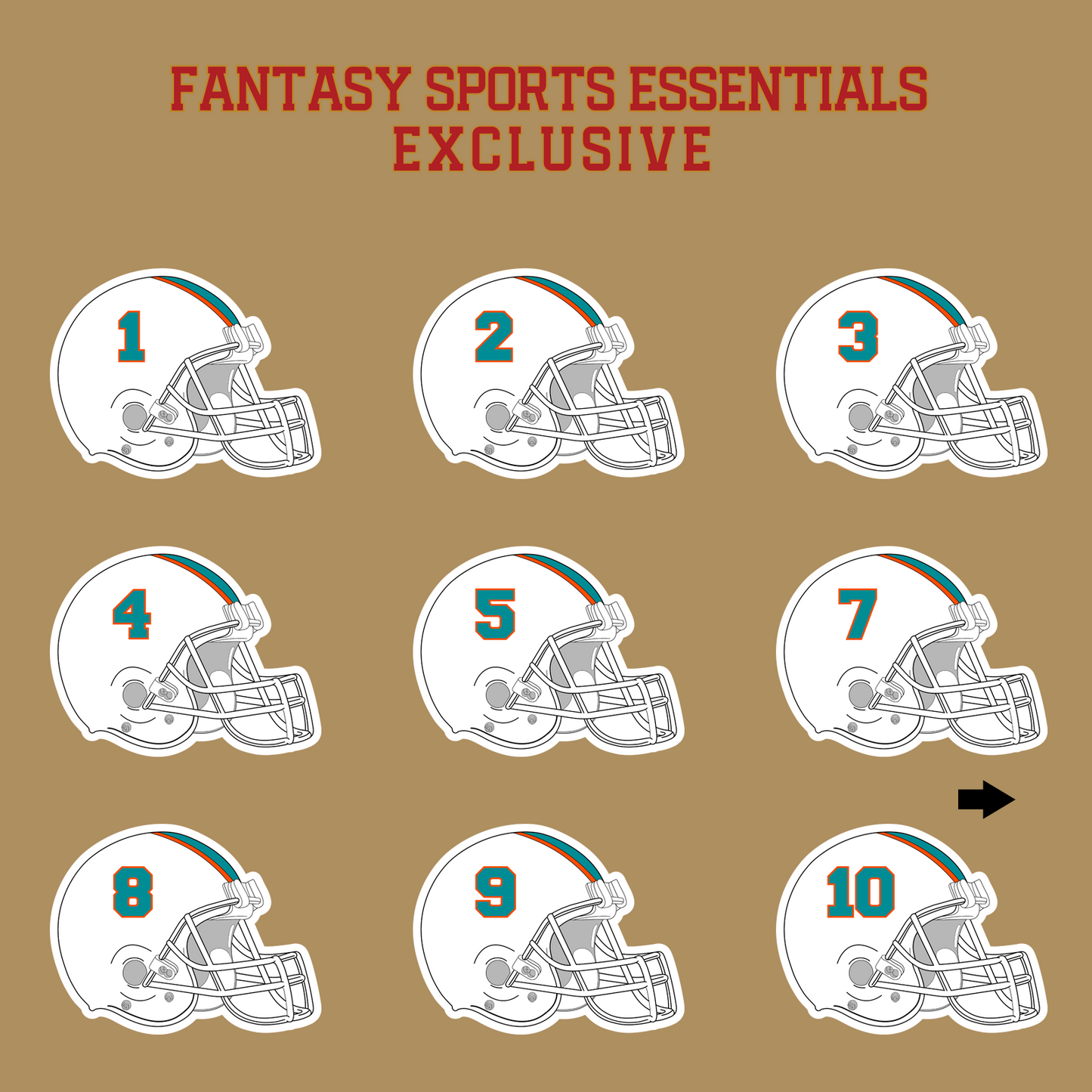 Fantasy Sports Essentials Exclusive Miami Dolphins 2024 Helmet Glossy Stickers Page 1