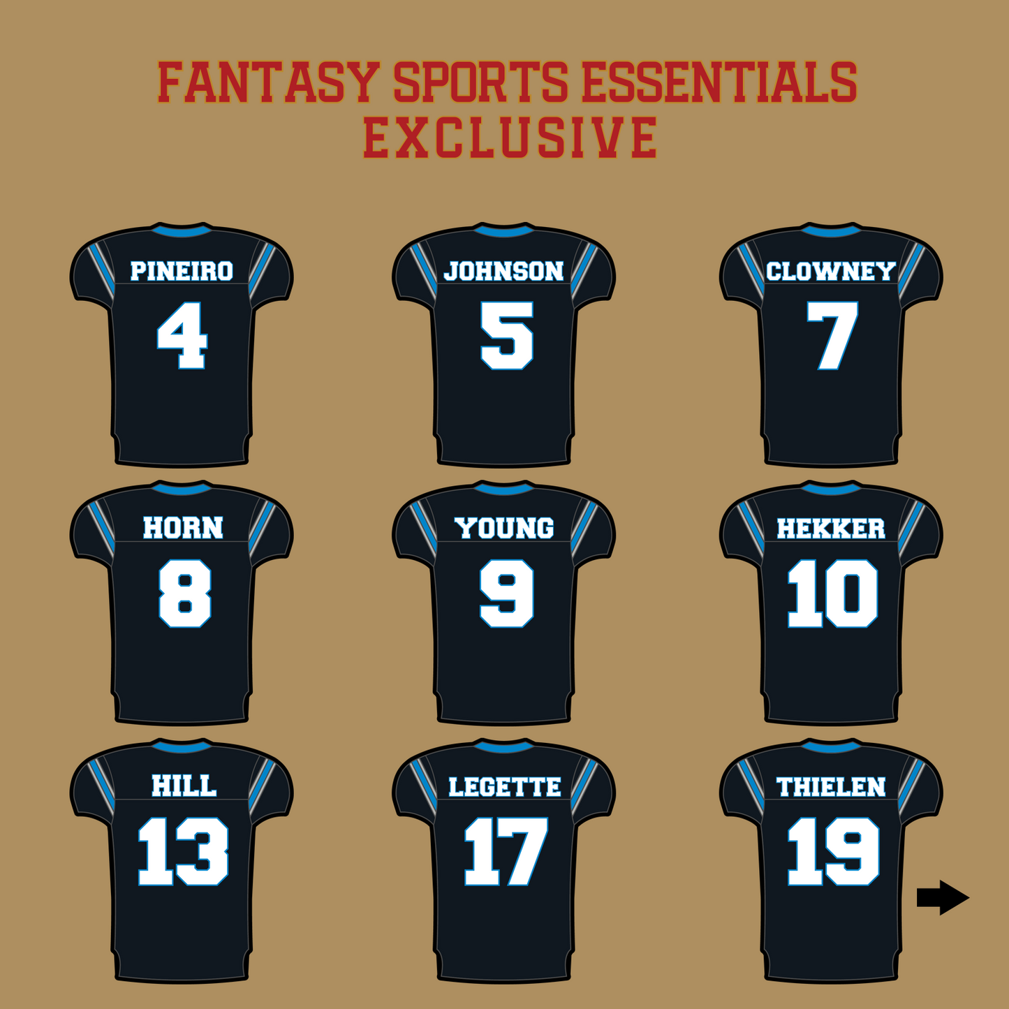 Fantasy Sports Essentials Exclusive Carolina Panthers 2024 Home Jersey Glossy Stickers Page 1