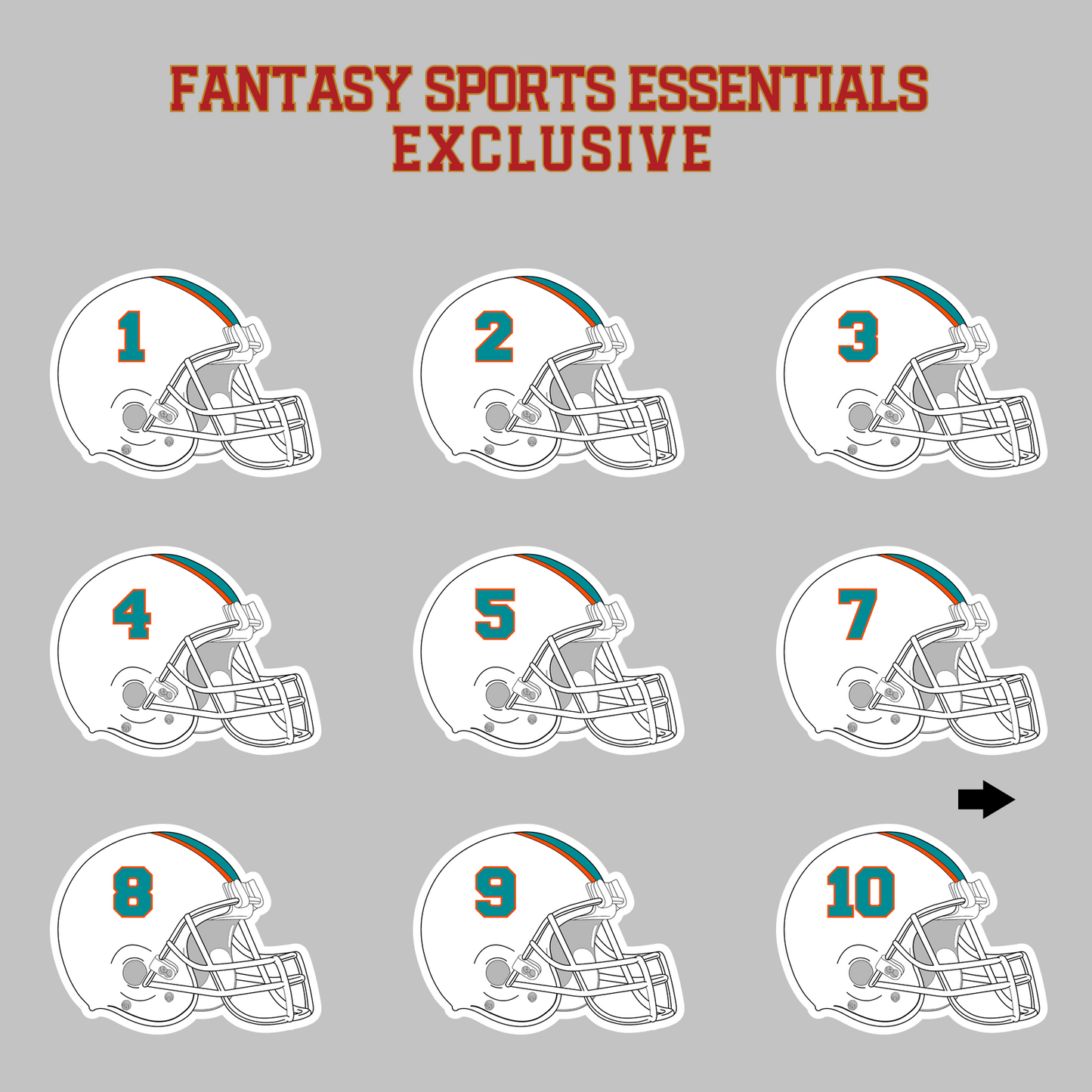 Fantasy Sports Essentials Exclusive Miami Dolphins 2024 Helmet Magnets Page 1