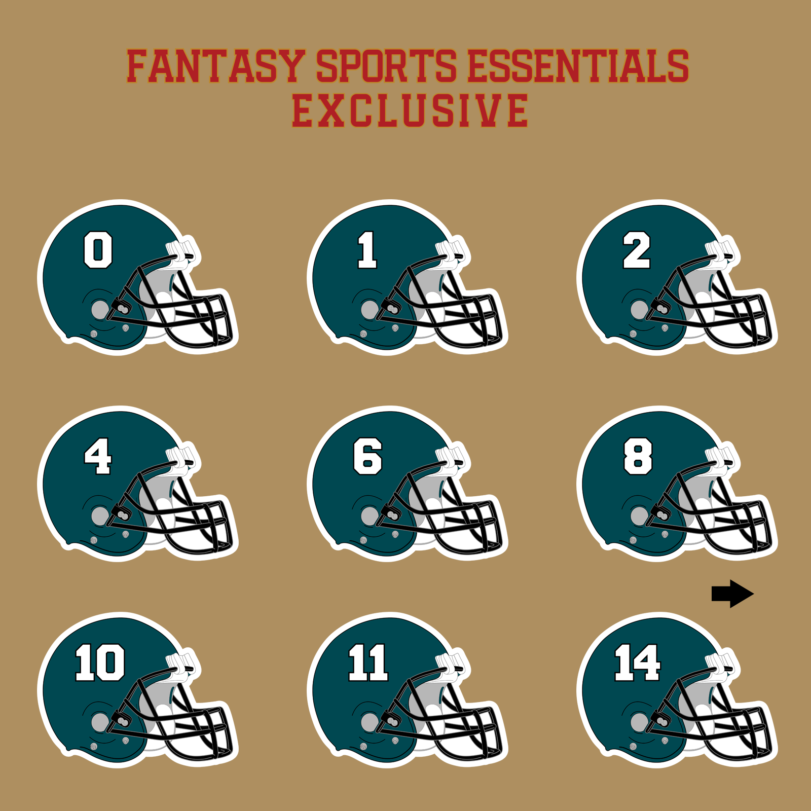 Fantasy Sports Essentials Exclusive Philadelphia Eagles 2024 Helmet Glossy Stickers Page 1