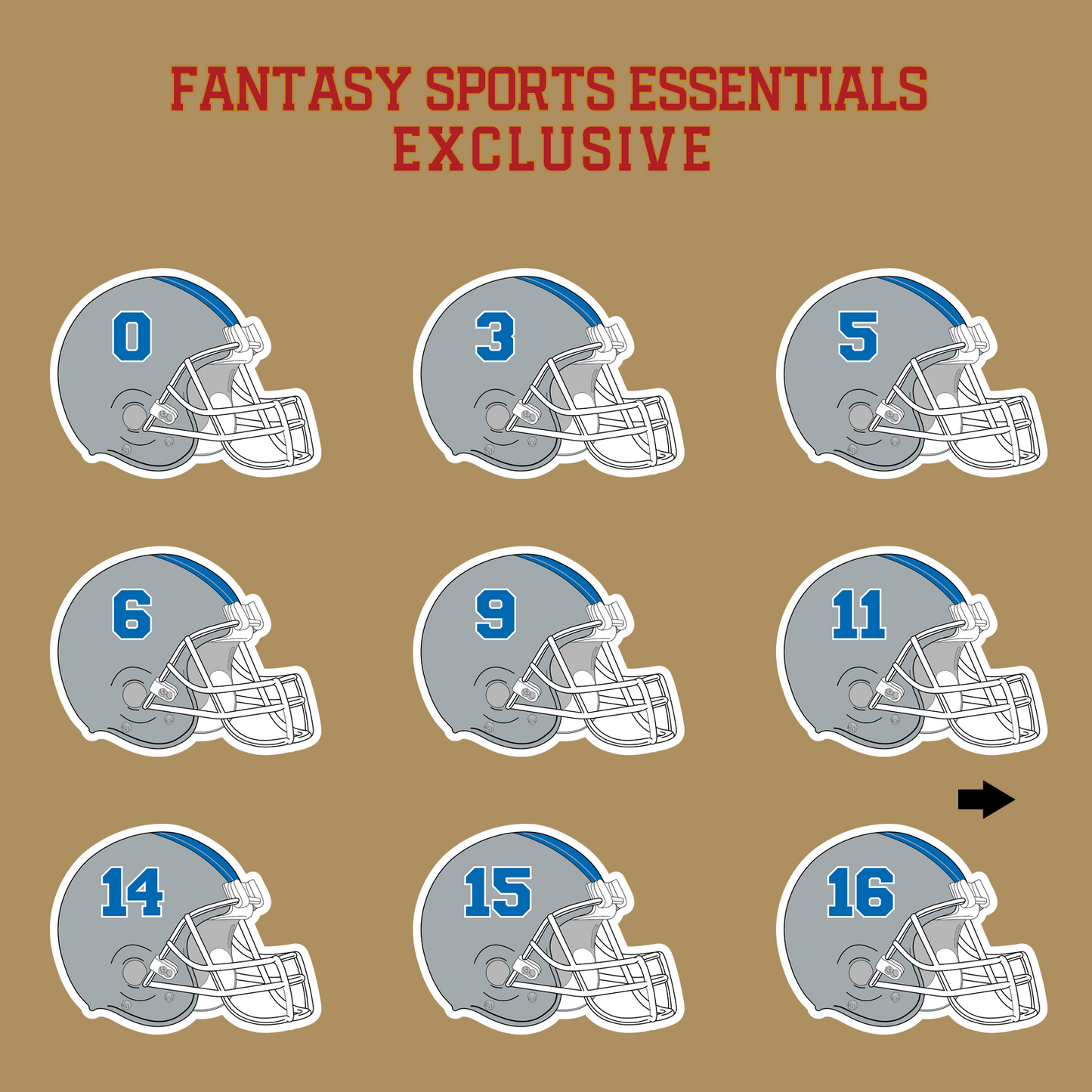 Fantasy Sports Essentials Exclusive Detrot Lions 2024 Helmet Glossy Stickers Page 1