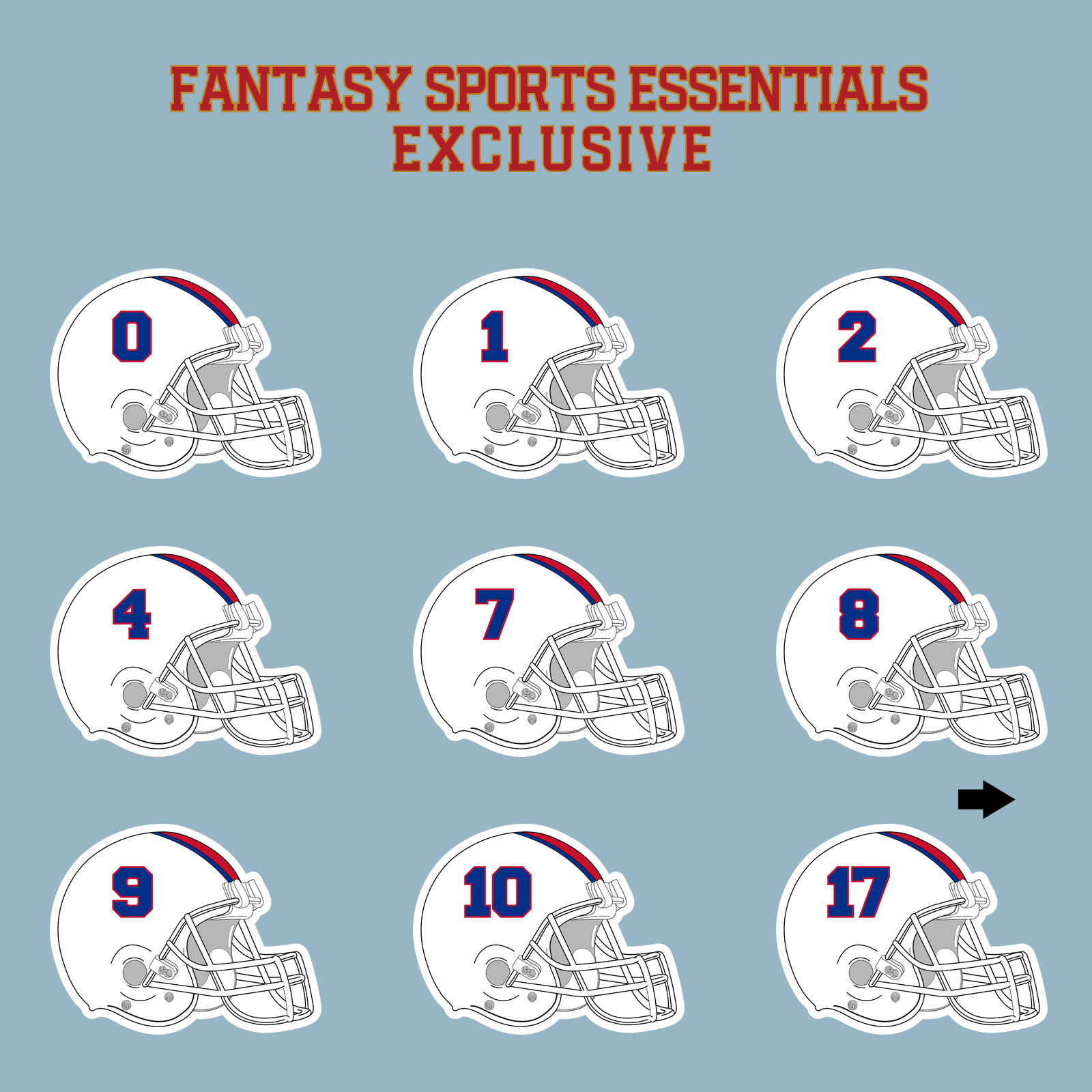 Fantasy Sports Essentials Exclusive Buffalo Bills 2024 Helmet Matte Stickers Page 1