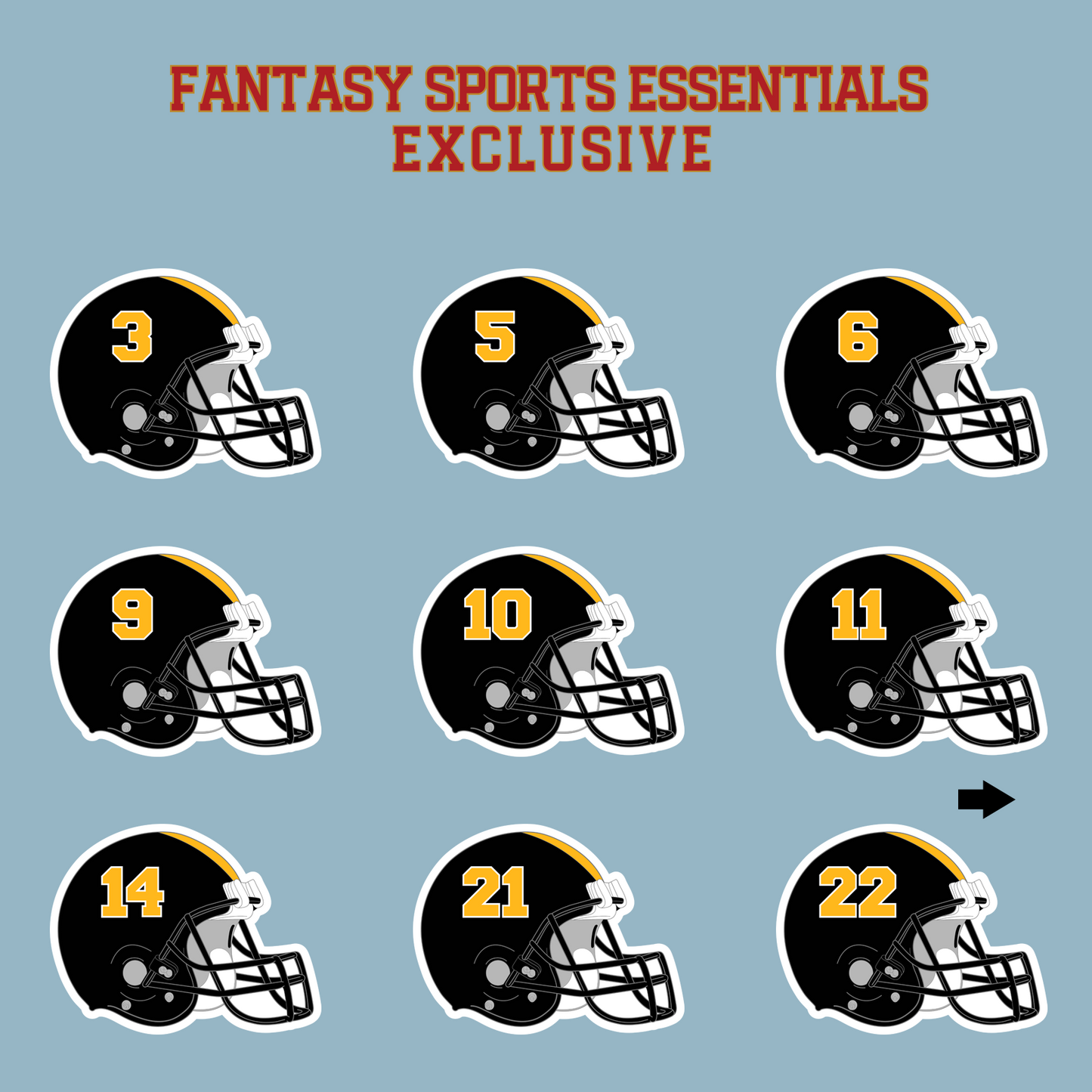 Fantasy Sports Essentials Exclusive Pittsburgh Steelers 2024 Helmet Matte Stickers Page 1