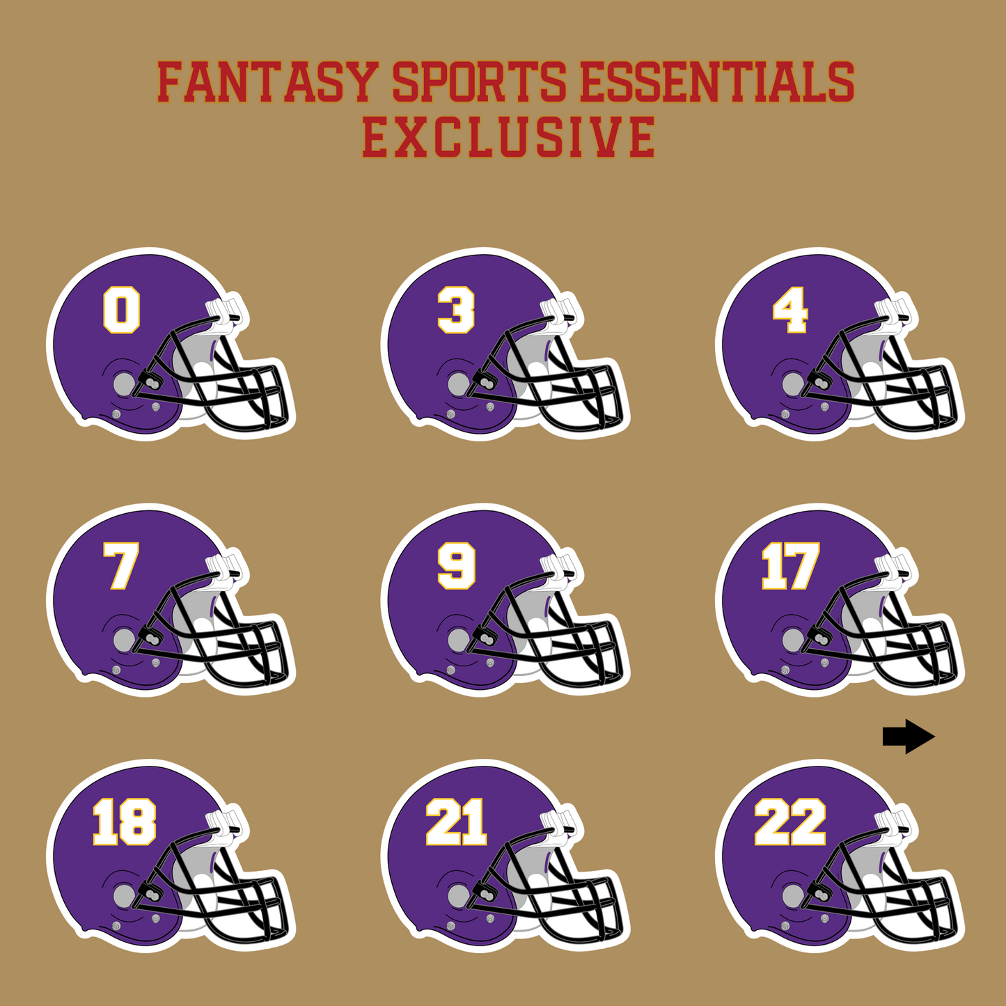 Fantasy Sports Essentials Exclusive Minnesota Vikings 2024 Helmet Glossy Stickers Page 1