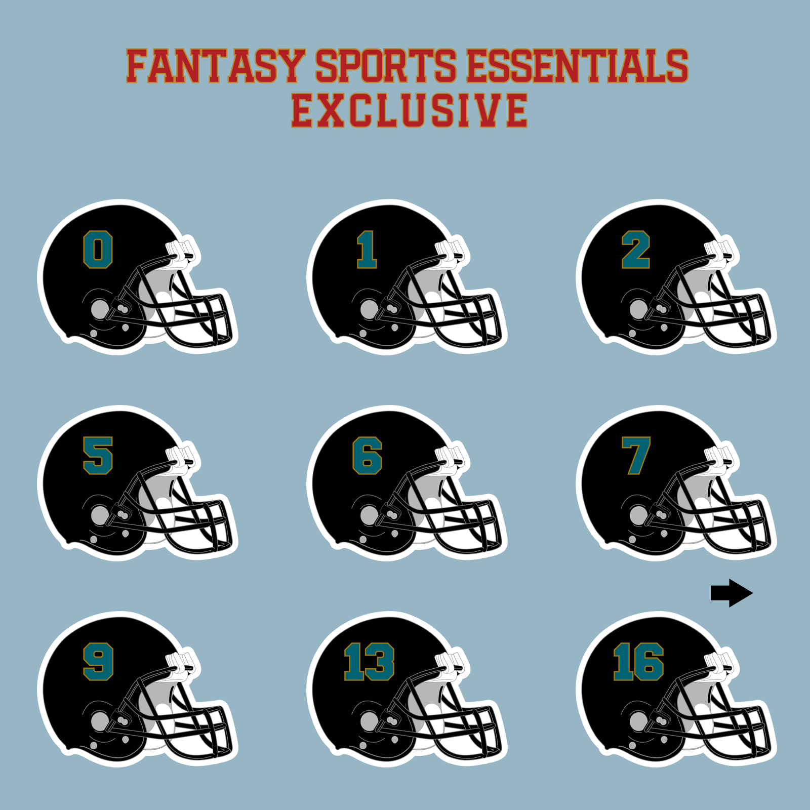 Fantasy Sports Essentials Exclusive Jacksonville Jaguars 2024 Helmet Matte Stickers Page 1