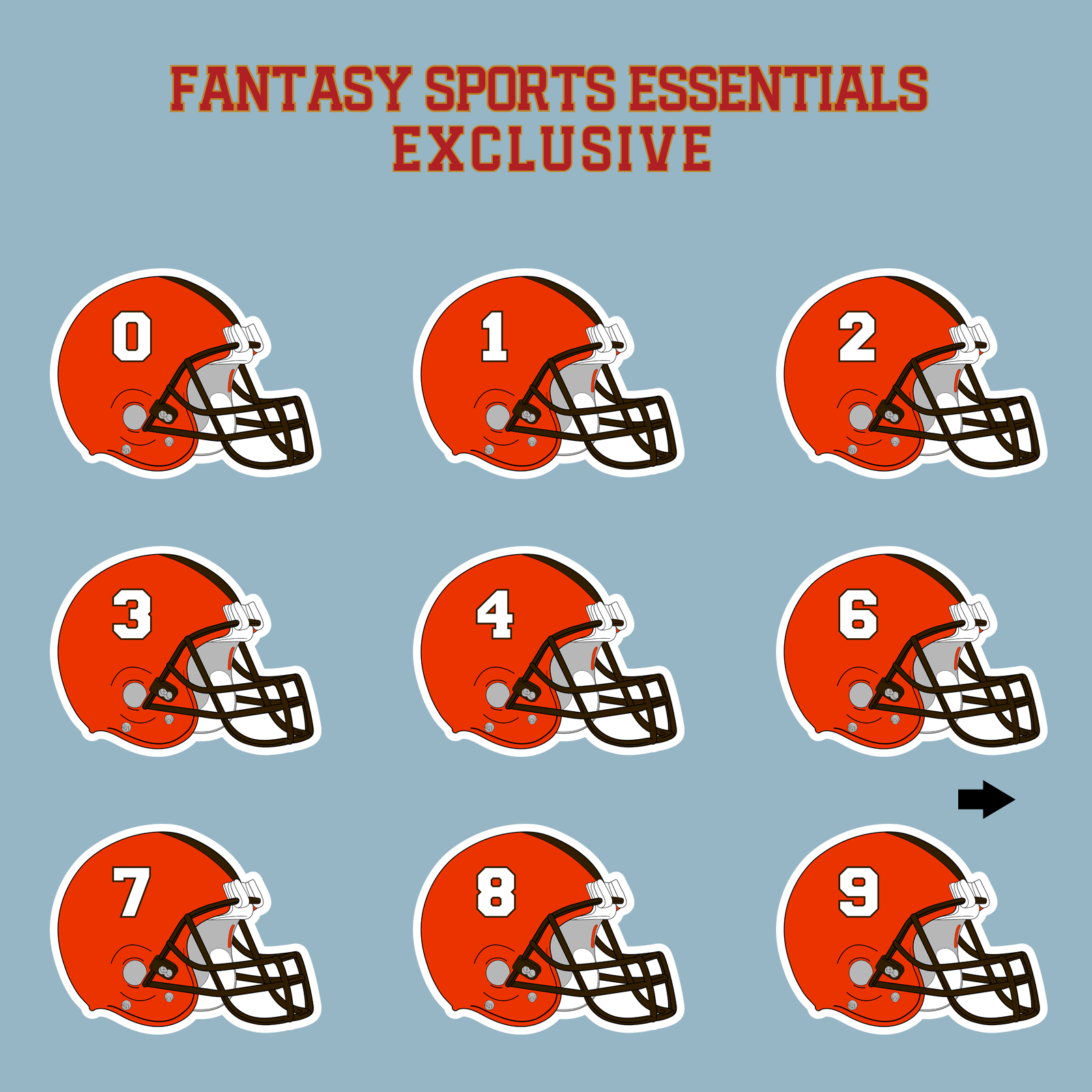 Fantasy Sports Essentials Exclusive Cleveland Browns 2024 Helmet Matte Stickers Page 1