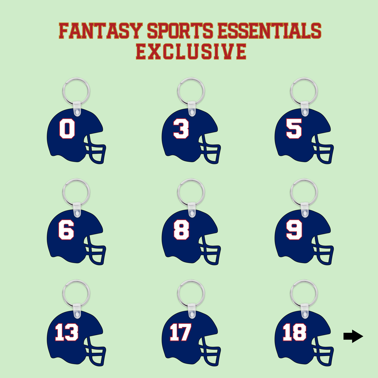 Fantasy Sports Essentials Exclusive New York Giants 2024 Helmet Keychains Page 1