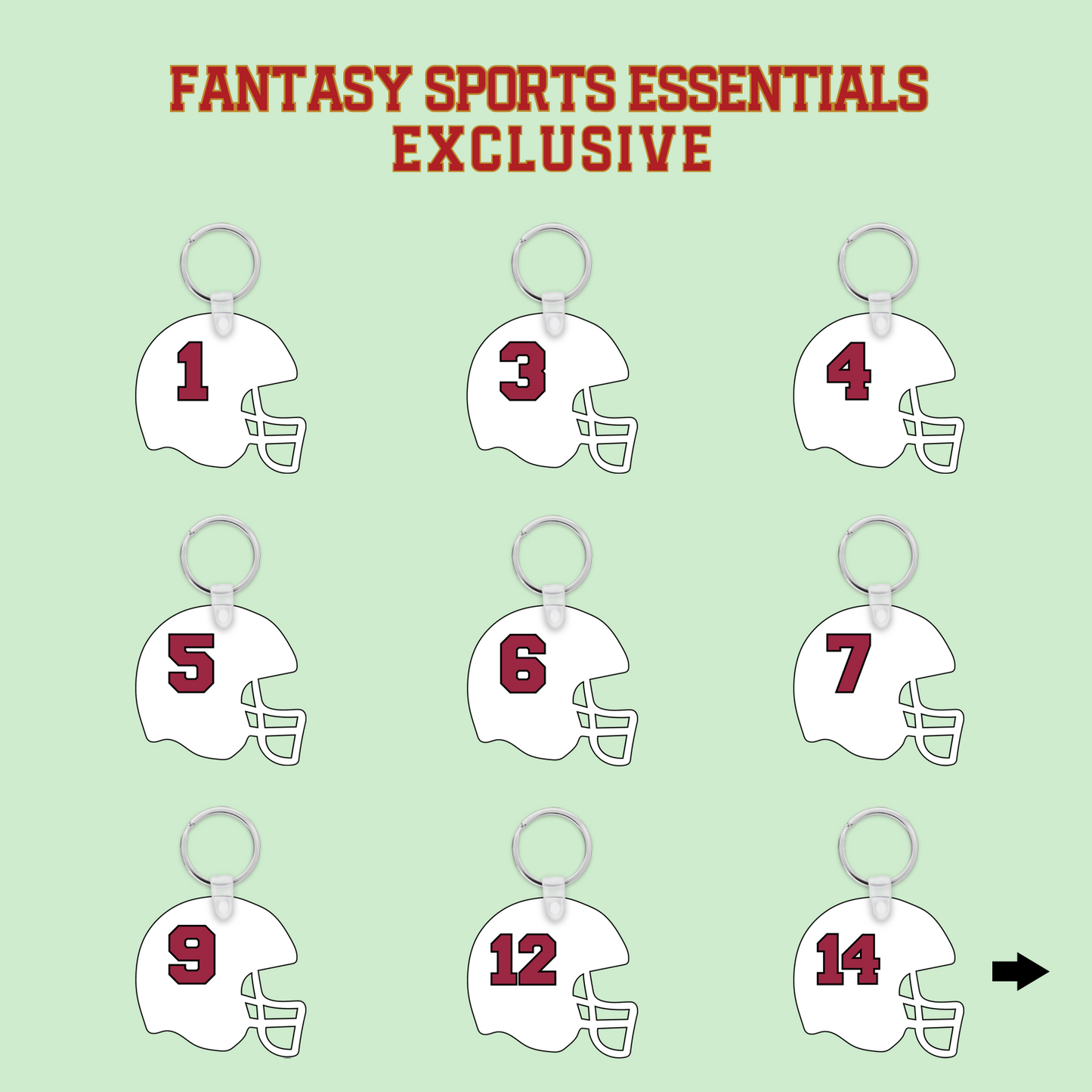 Fantasy Sports Essentials Exclusive Arizona Cardinals 2024 Helmet Keychains Page 1