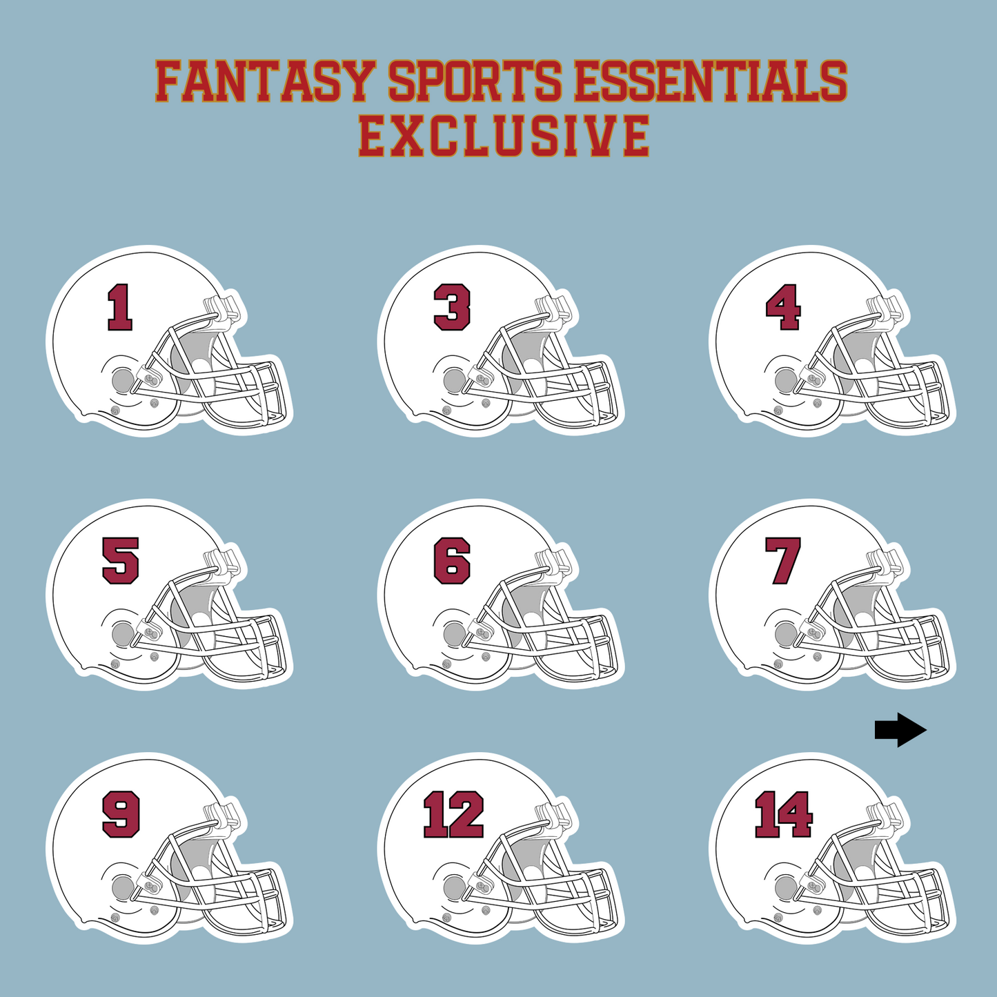 Fantasy Sports Essentials Exclusive Arizona Cardinals 2024 Helmet Matte Stickers Page 1