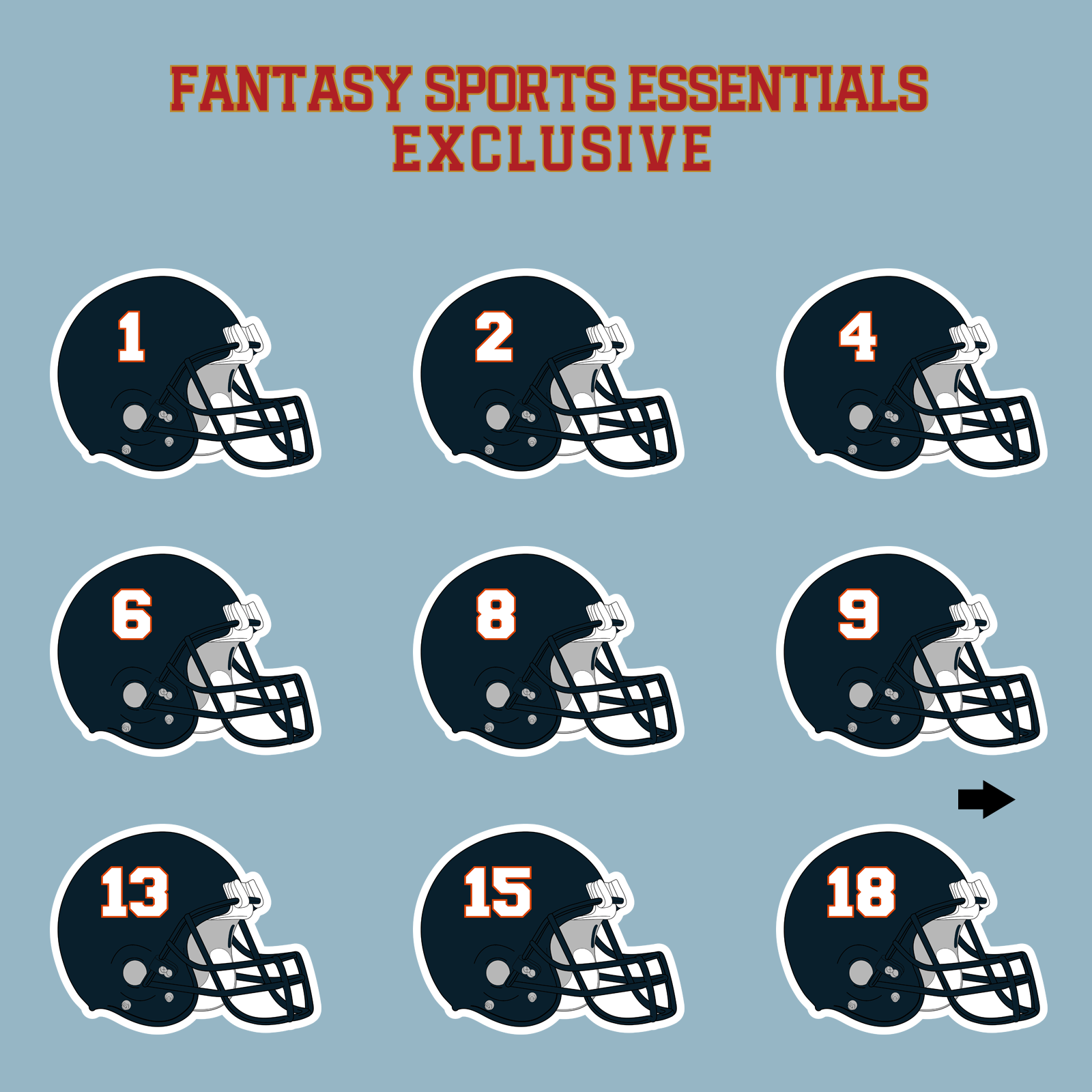 Fantasy Sports Essentials Exclusive Chicago Bears 2024 Helmet Matte Stickers Page 1