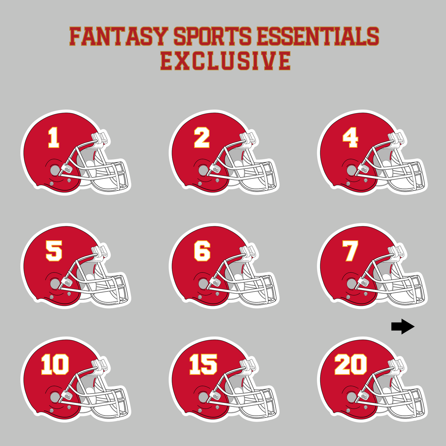 Fantasy Sports Essentials Exclusive Kansas City Chiefs 2024 Helmet Magnets Page 1