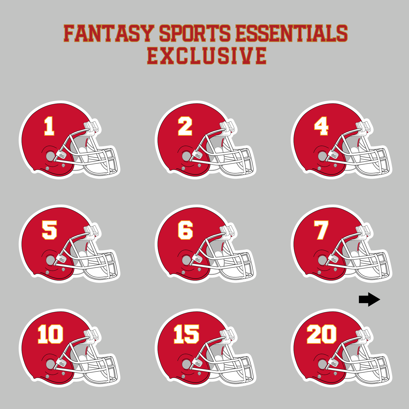 Fantasy Sports Essentials Exclusive Kansas City Chiefs 2024 Helmet Magnets Page 1