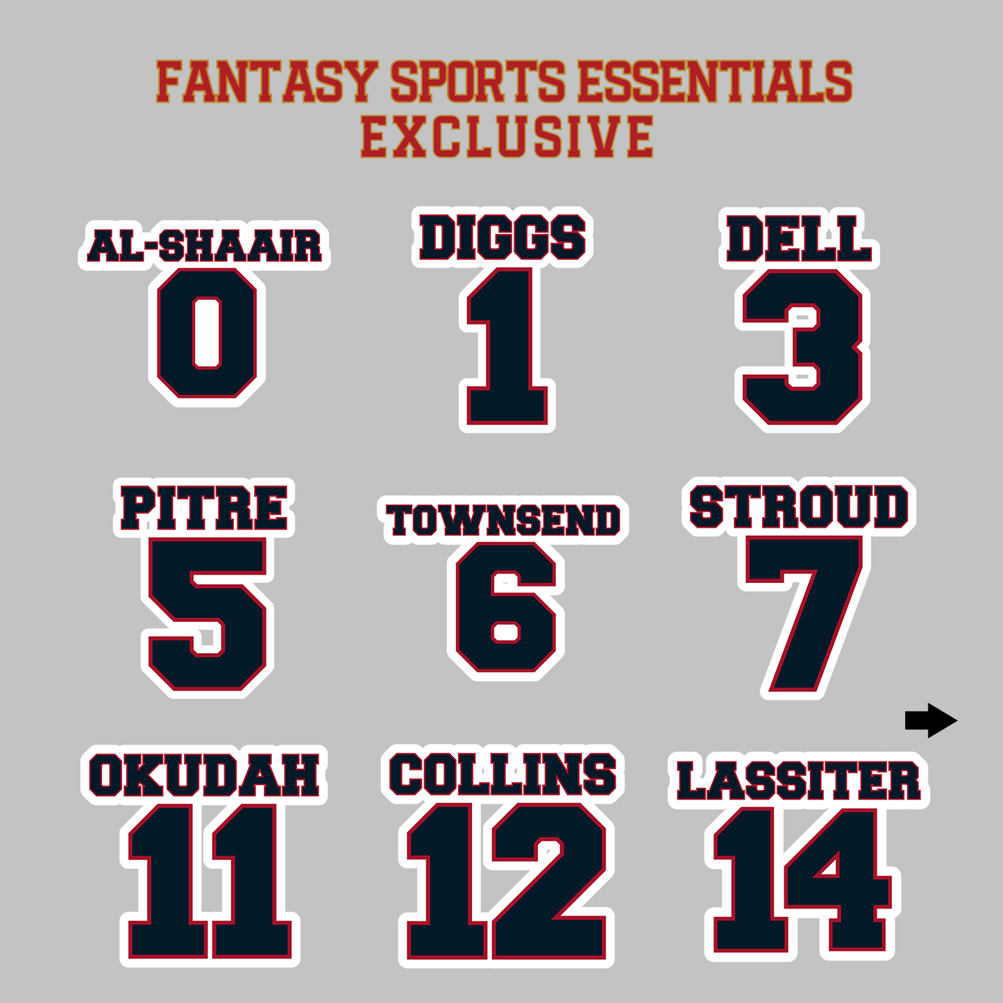 Fantasy Sports Essentials Exclusive Houston Texans 2024 Name and Number Magnets Page 1