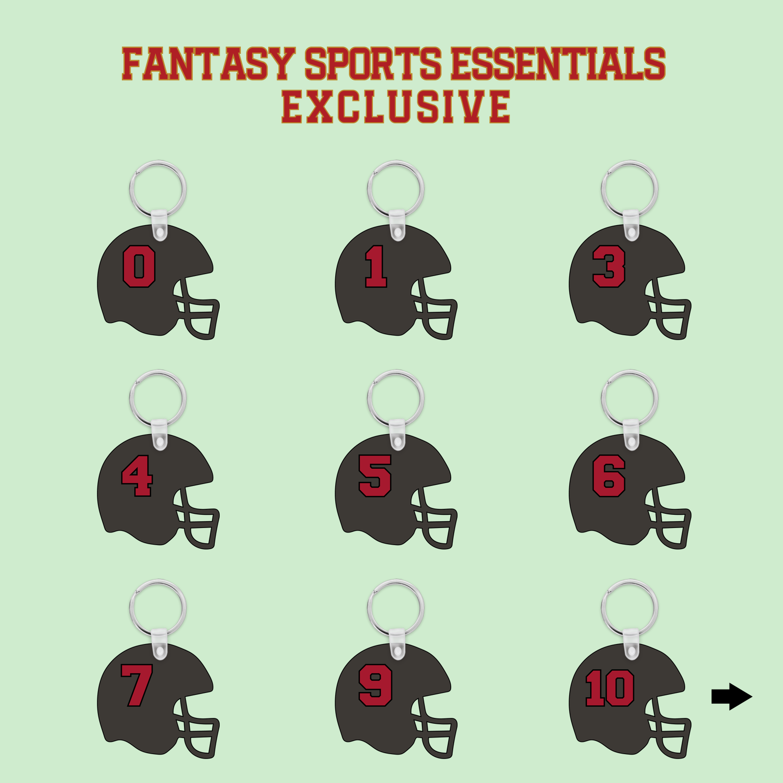 Fantasy Sports Essentials Exclusive Tampa Bay Buccaneers 2024 Helmet Keychains Page 1