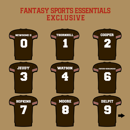 Fantasy Sports Essentials Exclusive Cleveland Browns 2024 Home Jersey Glossy Stickers Page 1