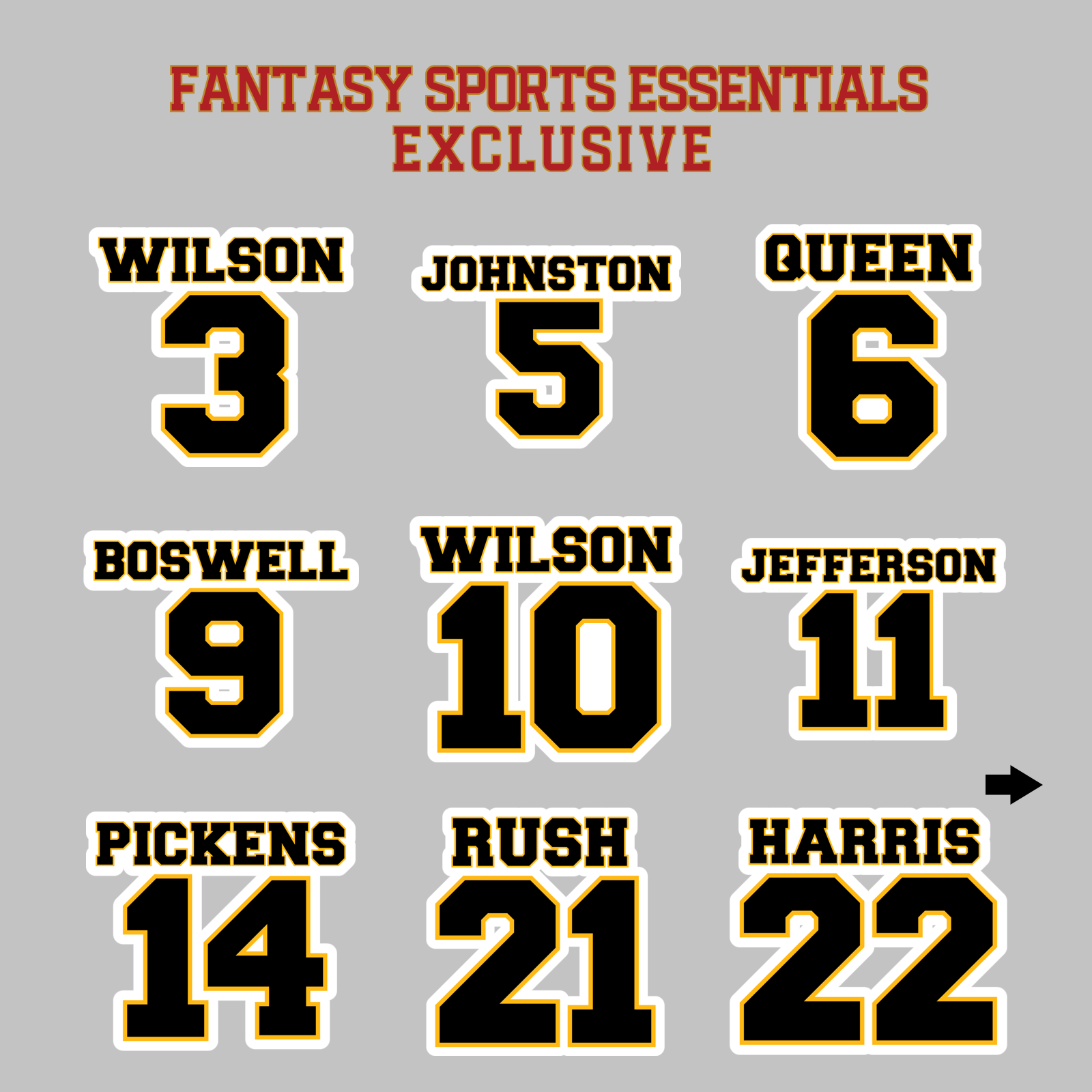 Fantasy Sports Essentials Exclusive Pittsburgh Steelers 2024 Name and Number Magnets Page 1