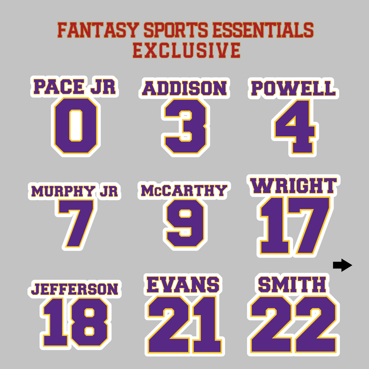 Fantasy Sports Essentials Exclusive Minnesota Vikings 2024 Name and Number Magnets Page 1