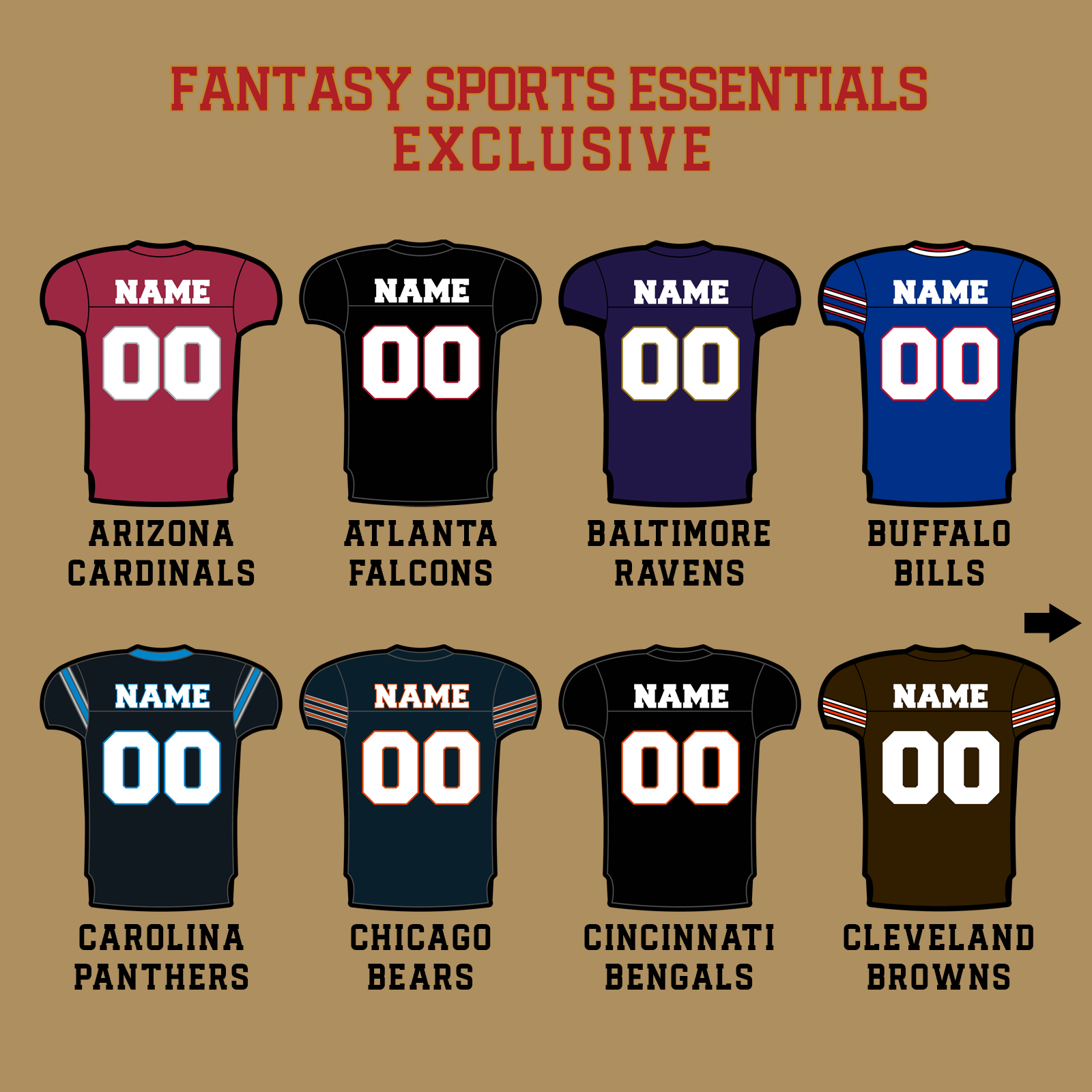 Fantasy Sports Essentials Exclusive Custom 2024 Pro Football Glossy Jersey Stickers Page 1