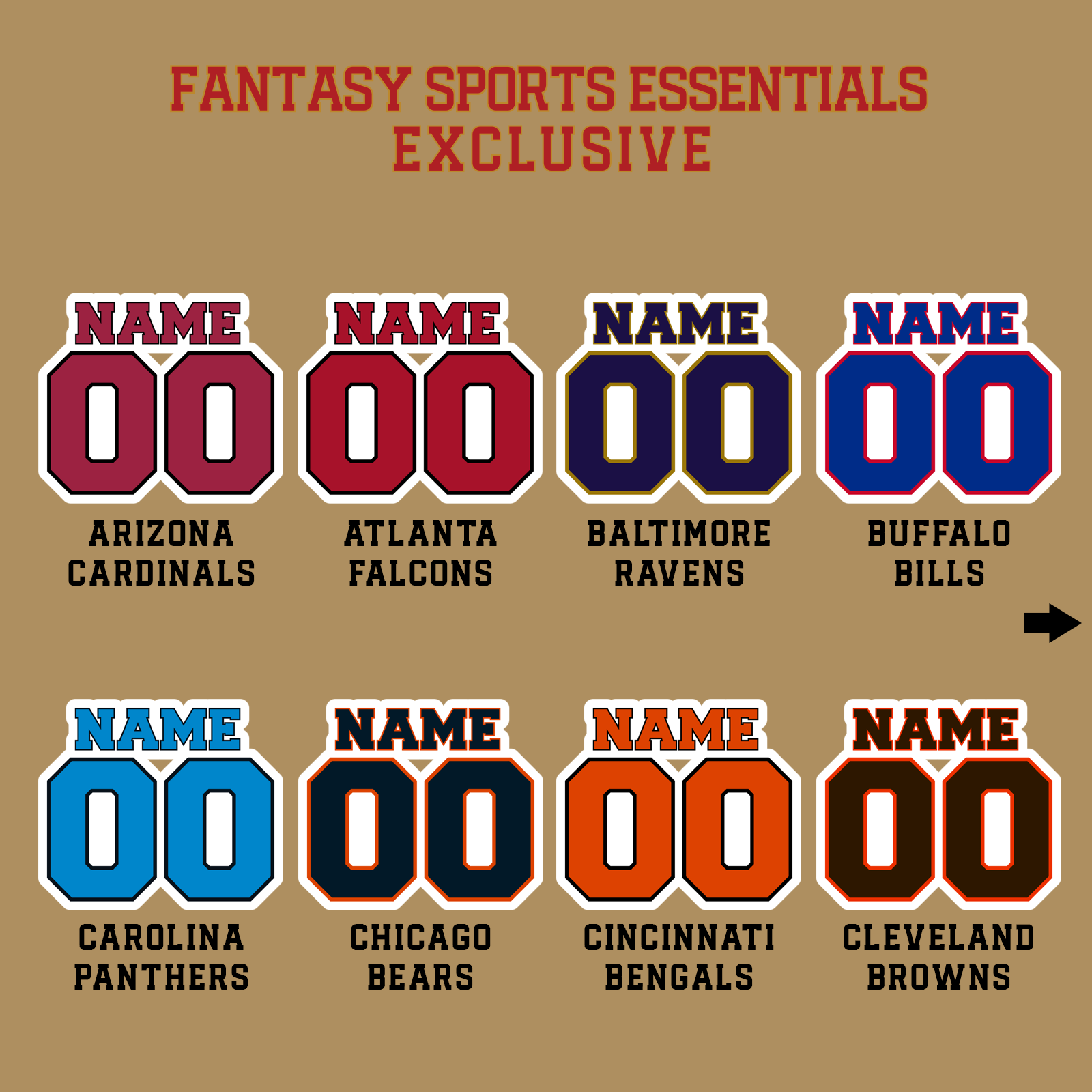 Fantasy Sports Essentials Exclusive Custom 2024 Pro Football Name and Number Glossy Stickers Page 1