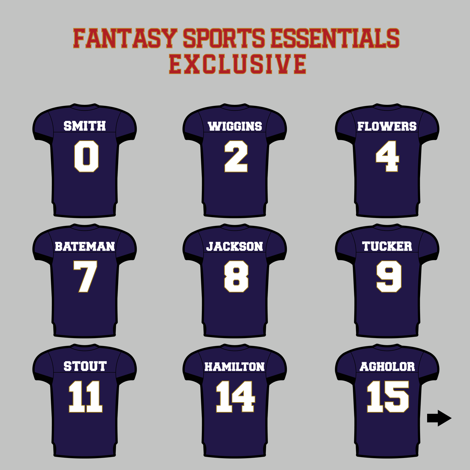 Fantasy Sports Essentials Exclusive Baltimore Ravens 2024 Home Jersey Magnets Page 1