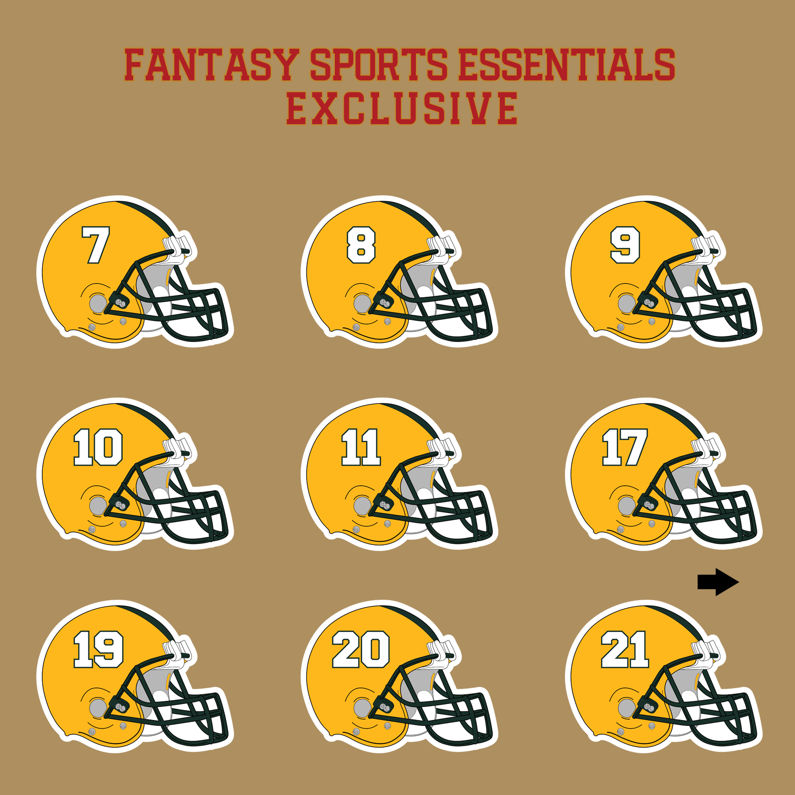 Fantasy Sports Essentials Exclusive Green Bay Packers 2024 Helmet Glossy Stickers Page 1