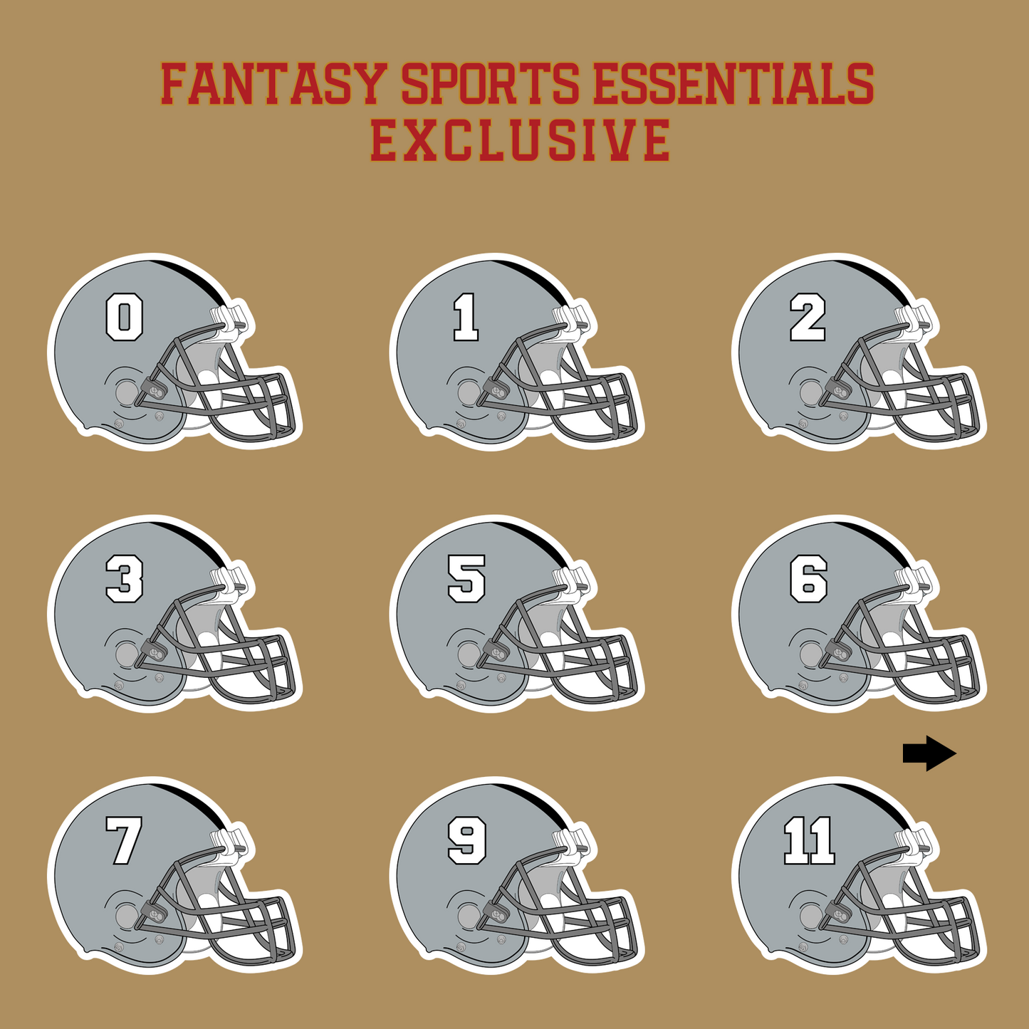 Fantasy Sports Essentials Exclusive Las Vegas Raiders 2024 Helmet Glossy Stickers Page 1