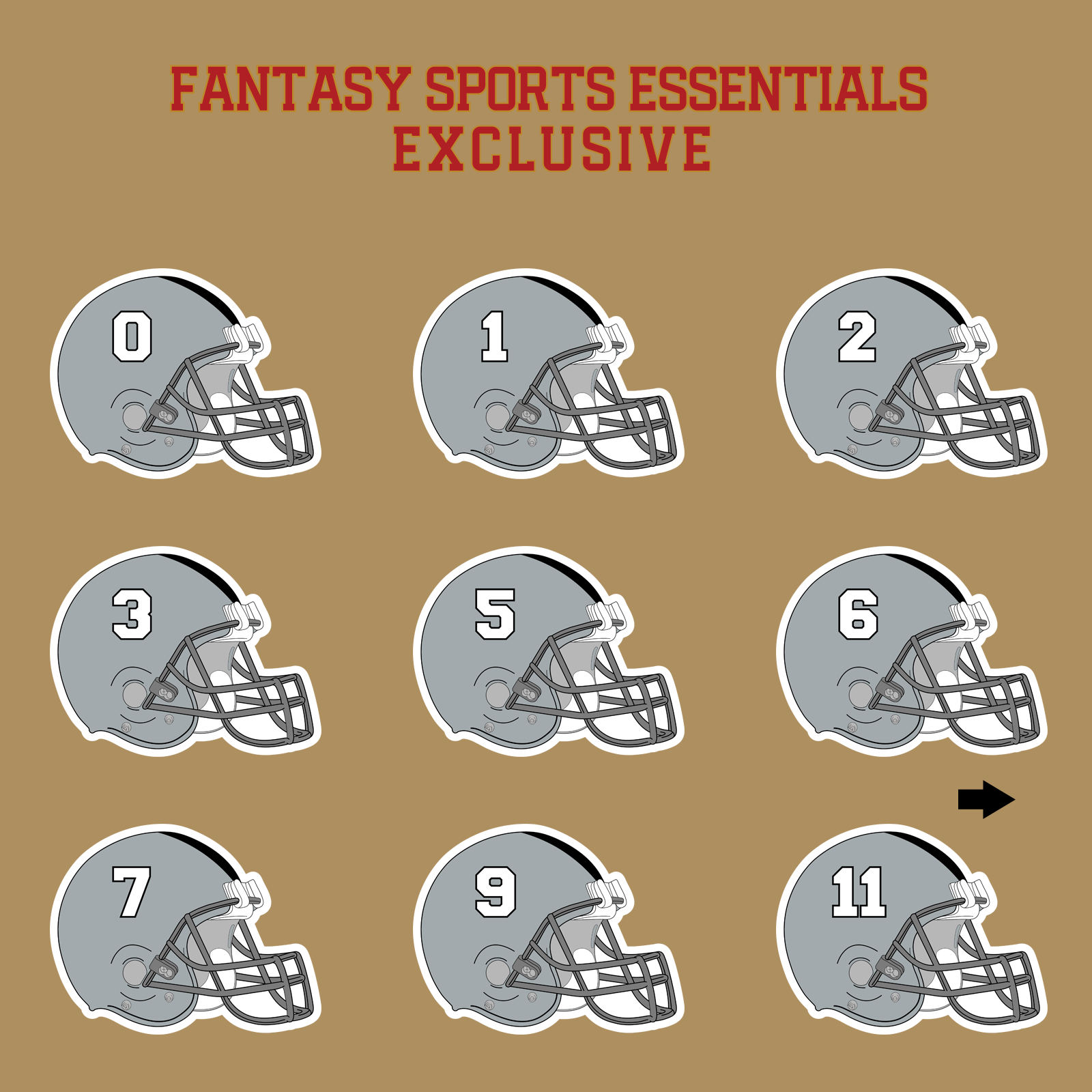 Fantasy Sports Essentials Exclusive Las Vegas Raiders 2024 Helmet Glossy Stickers Page 1