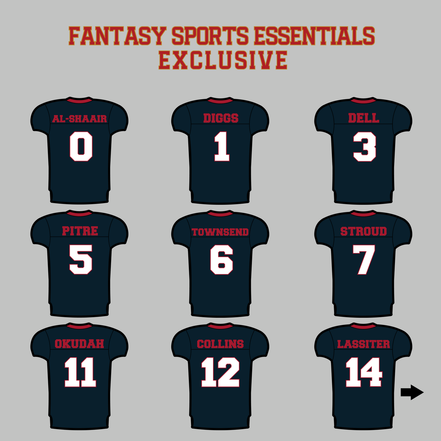 Fantasy Sports Essentials Exclusive Houston Texans 2024 Home Jersey Magnets Page 1