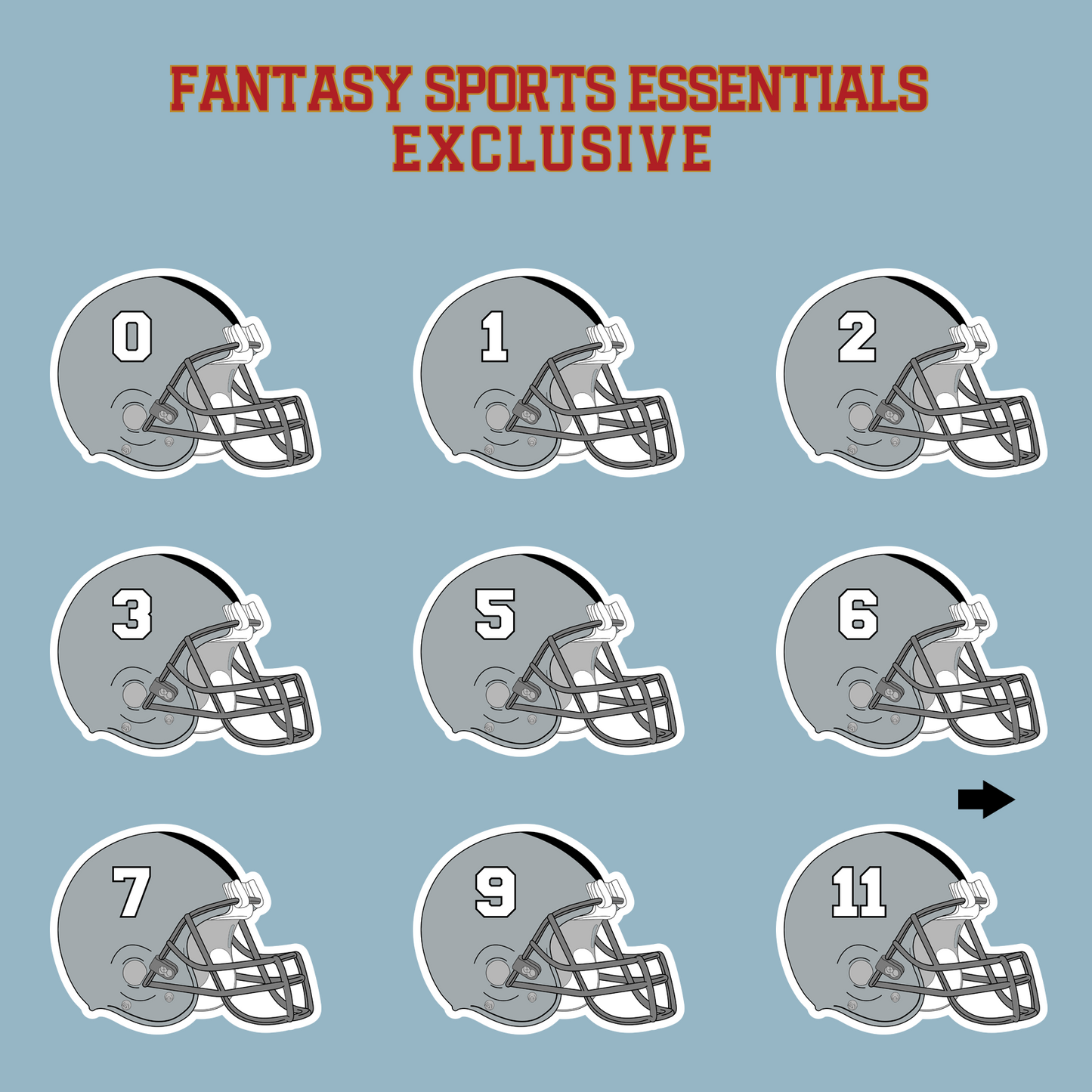 Fantasy Sports Essentials Exclusive Las Vegas Raiders 2024 Helmet Matte Stickers Page 1