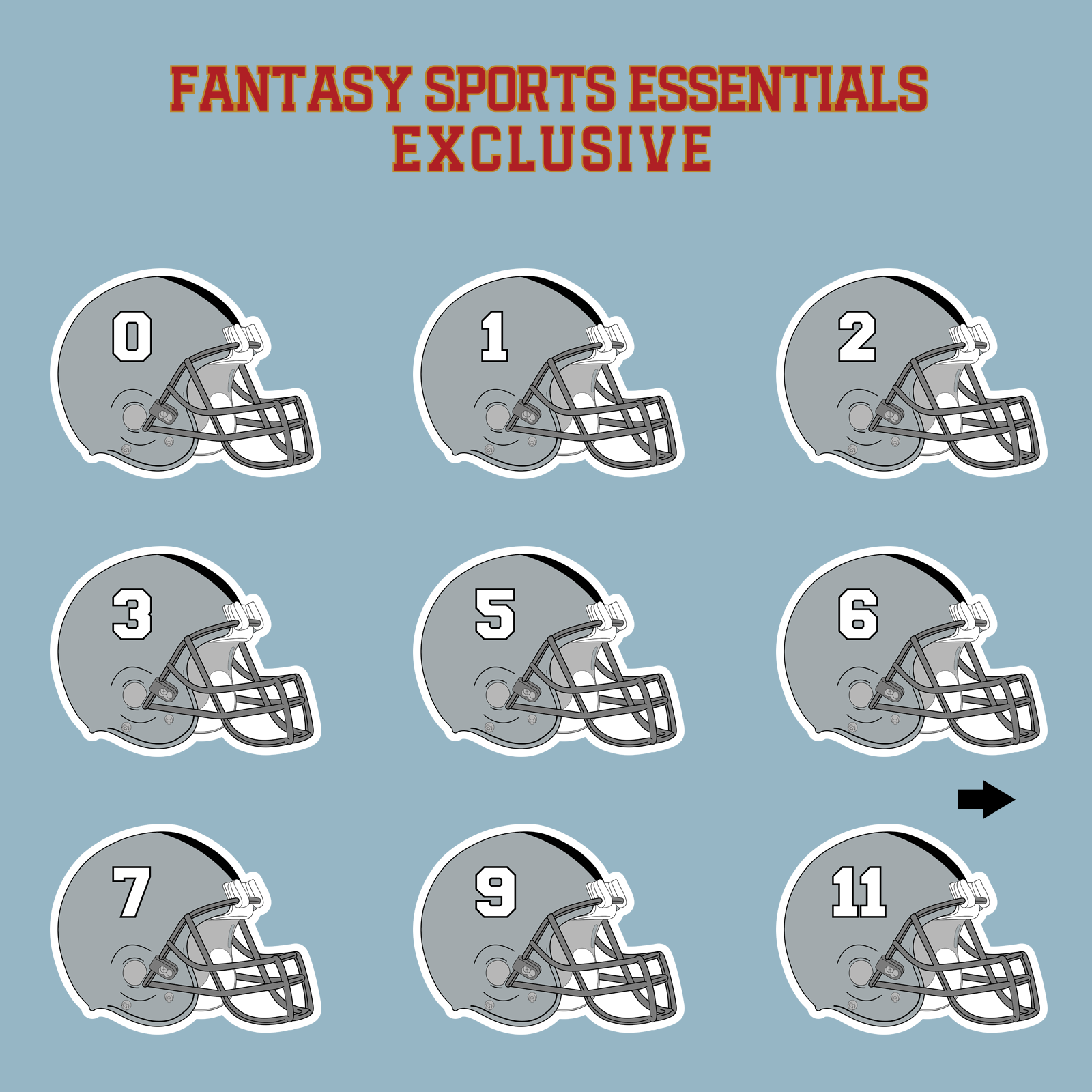 Fantasy Sports Essentials Exclusive Las Vegas Raiders 2024 Helmet Matte Stickers Page 1