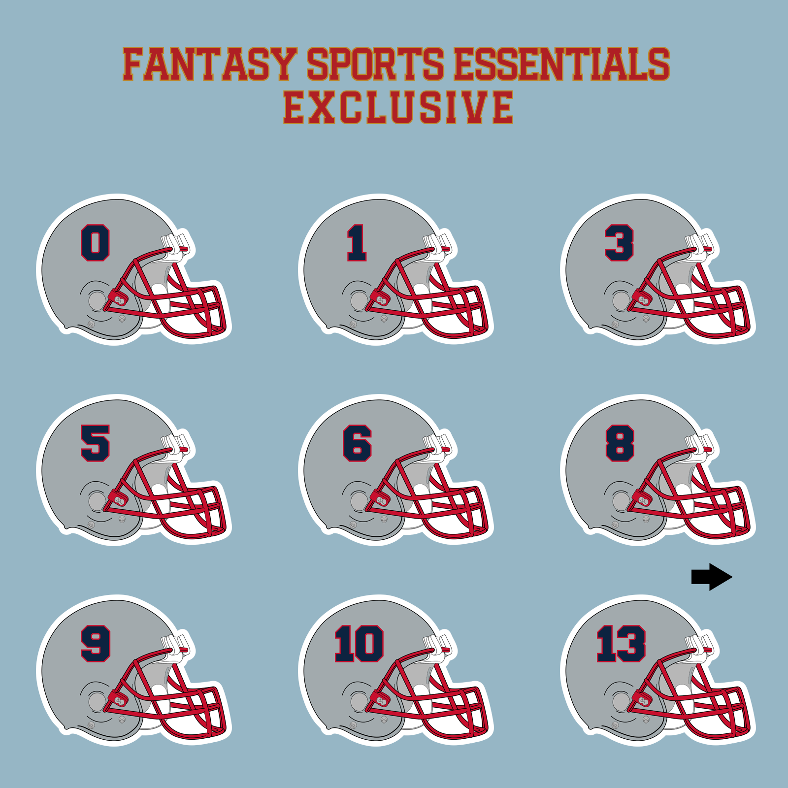 Fantasy Sports Essentials Exclusive New England Patriots 2024 Helmet Matte Stickers Page 1