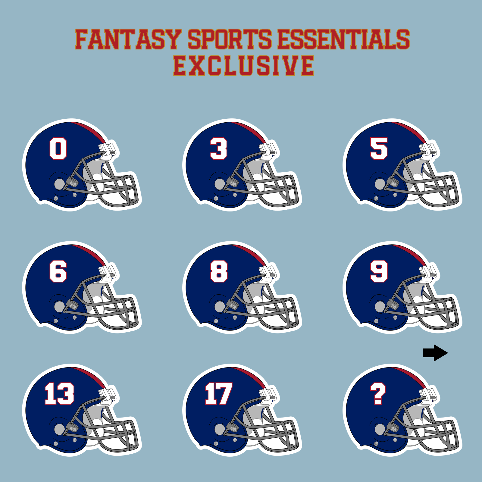 Fantasy Sports Essentials Exclusive New York Giants 2024 Helmet Matte Stickers Page 1