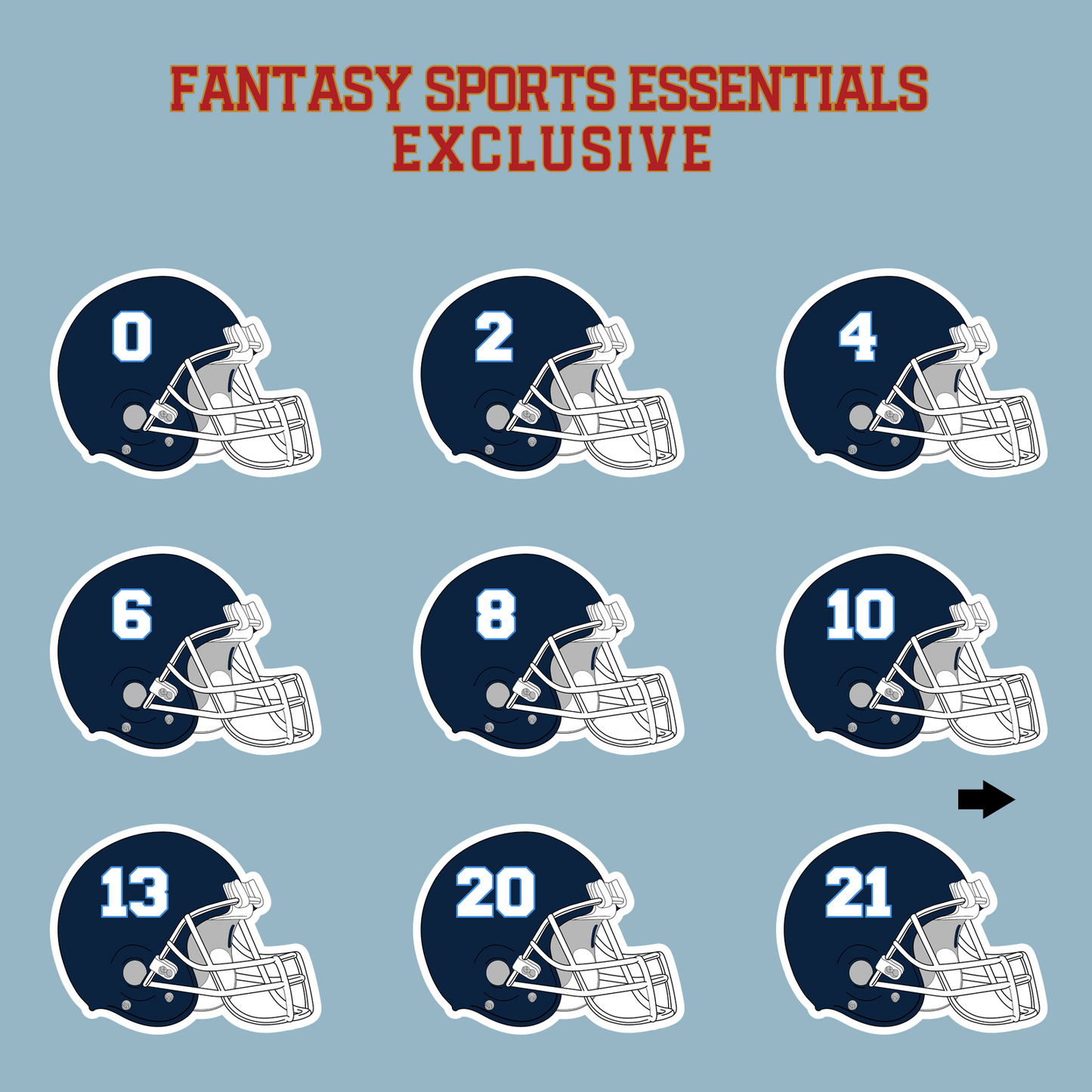 Fantasy Sports Essentials Exclusive Tennessee Titans 2024 Helmet Matte Stickers Page 1