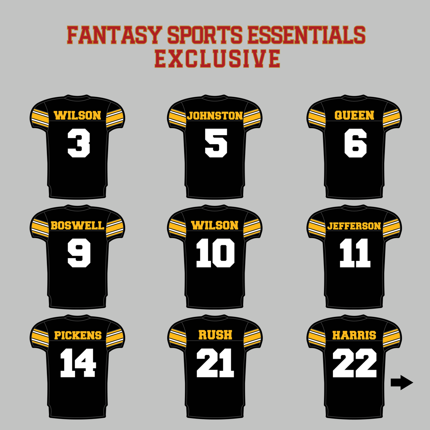 Fantasy Sports Essentials Exclusive Pittsburgh Steelers 2024 Home Jersey Magnets Page 1