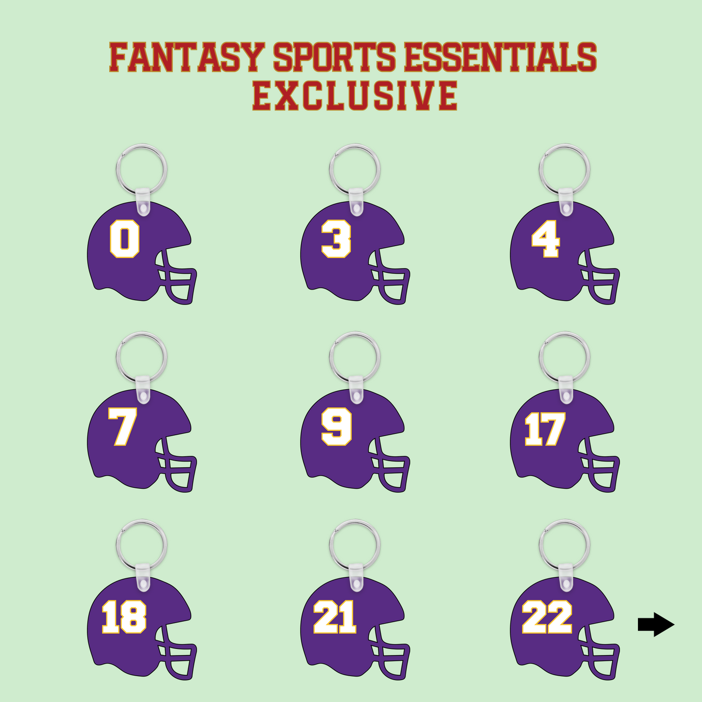 Fantasy Sports Essentials Exclusive Minnesota Vikings 2024 Helmet Keychains Page 1