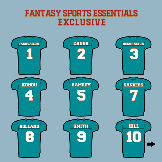 Fantasy Sports Essentials Exclusive Miami Dolphins 2024 Home Jersey Matte Stickers Page 1