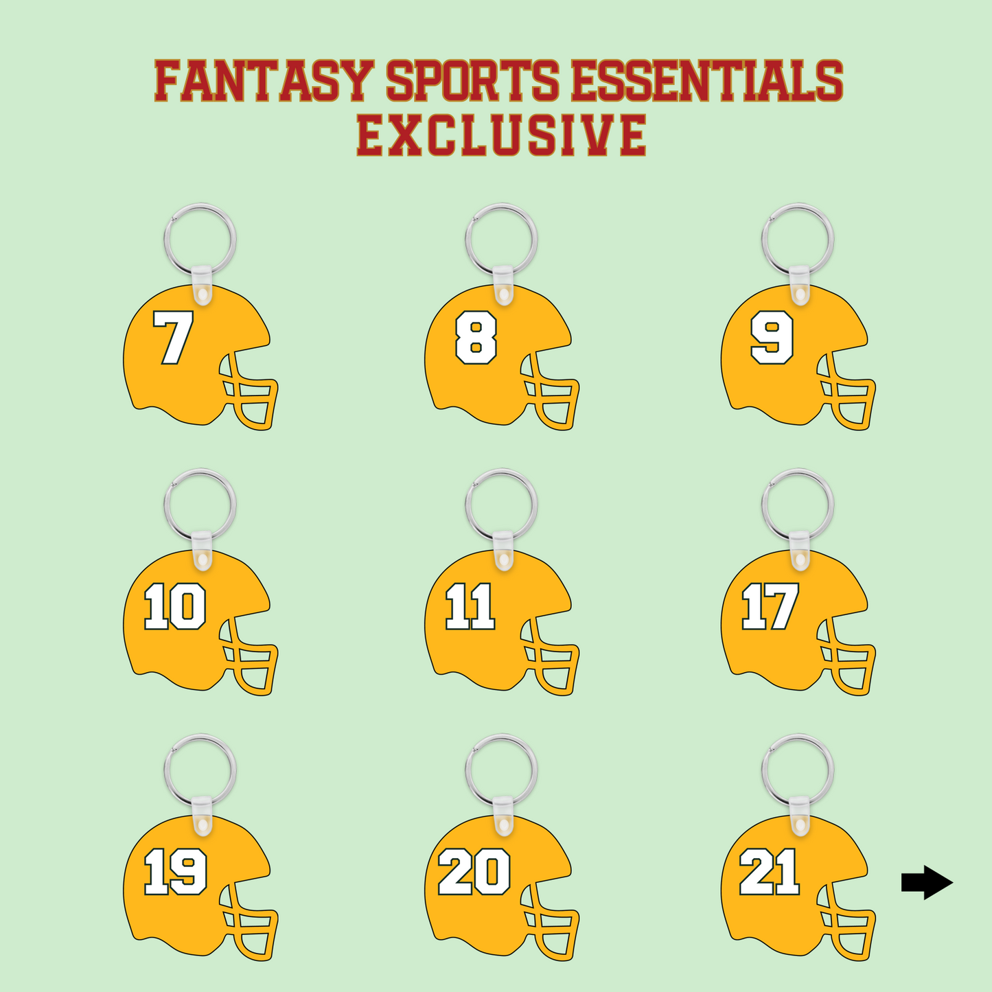 Fantasy Sports Essentials Exclusive Green Bay Packers 2024 Helmet Keychains Page 1