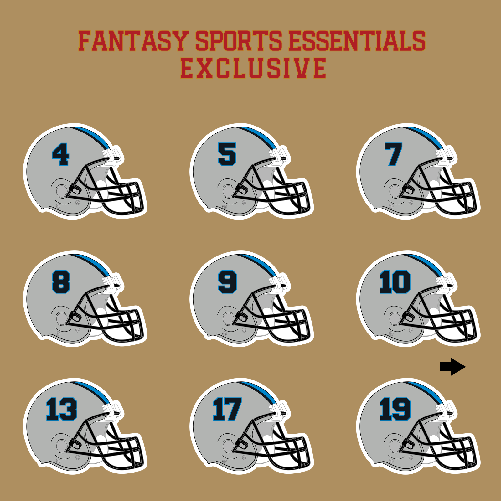 Fantasy Sports Essentials Exclusive Carolina Panthers 2024 Helmet Glossy Stickers Page 1