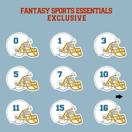 Fantasy Sports Essentials Exclusive Los Angeles Chargers 2024 Helmet Matte Stickers Page 1