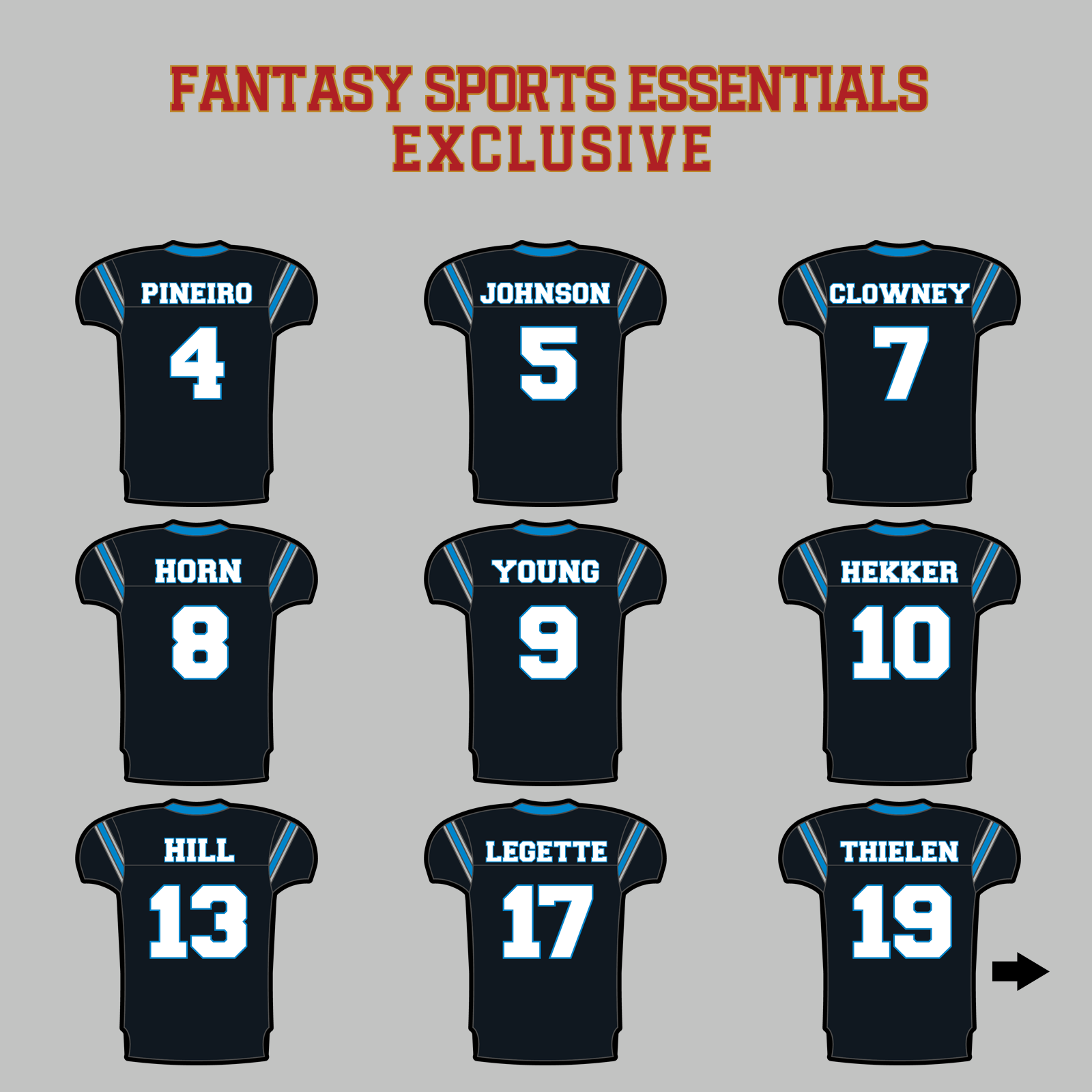 Fantasy Sports Essentials Exclusive Carolina Panthers 2024 Home Jersey Magnets Page 1