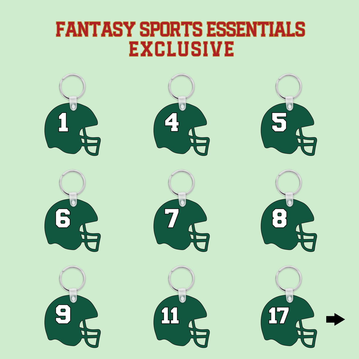 Fantasy Sports Essentials Exclusive New York Jets 2024 Helmet Keychains Page 1