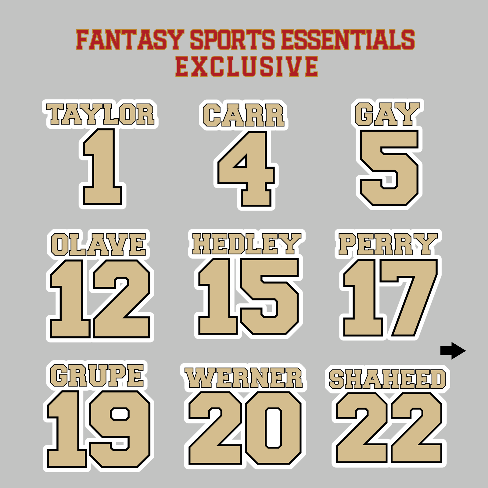 Fantasy Sports Essentials Exclusive New Orleans Saints 2024 Name and Number Magnets Page 1