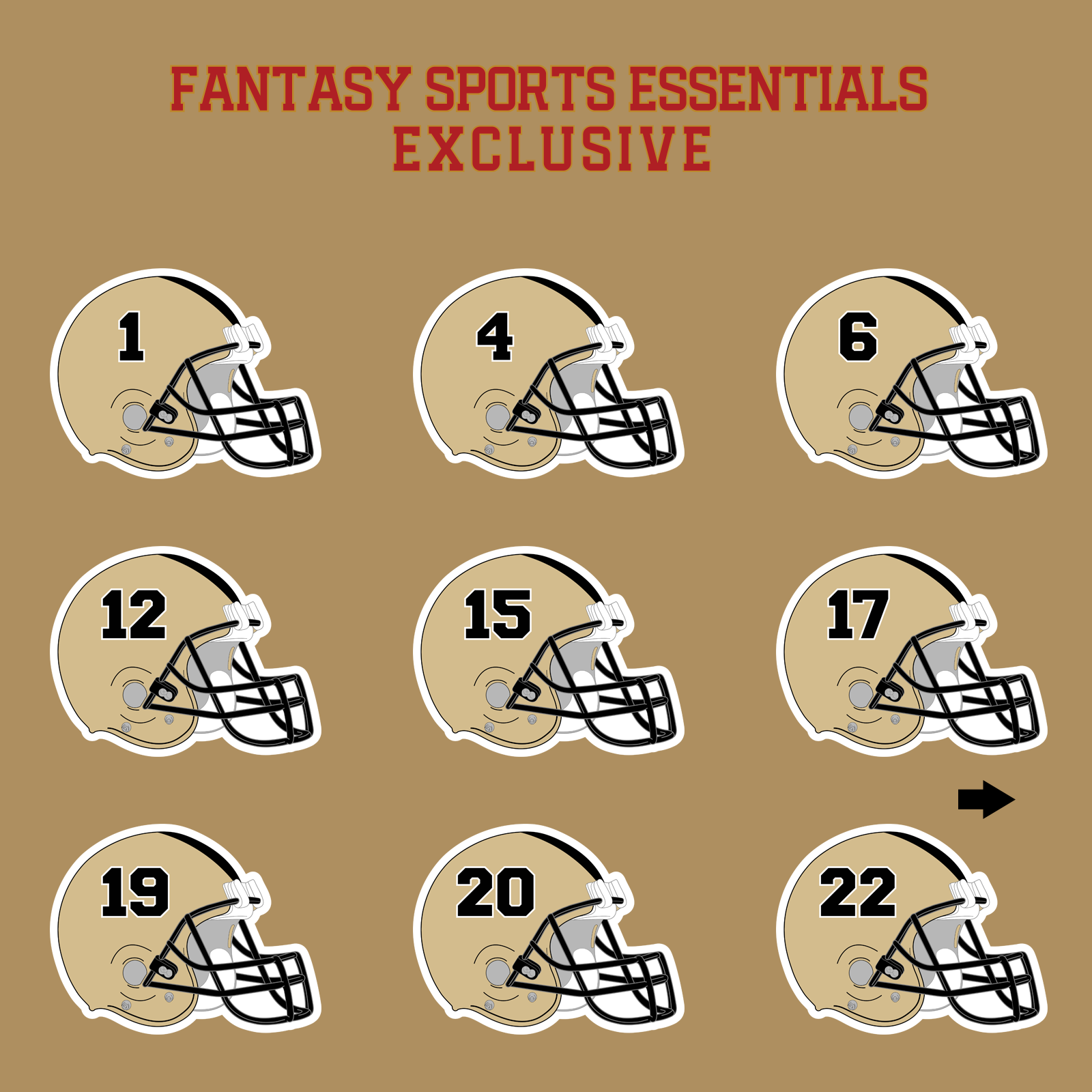 Fantasy Sports Essentials Exclusive New Orleans Saints 2024 Helmet Glossy Stickers Page 1