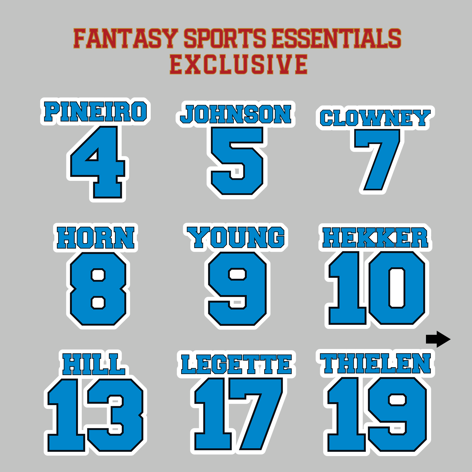 Fantasy Sports Essentials Exclusive Carolina Panthers 2024 Name and Number Magnets Page 1