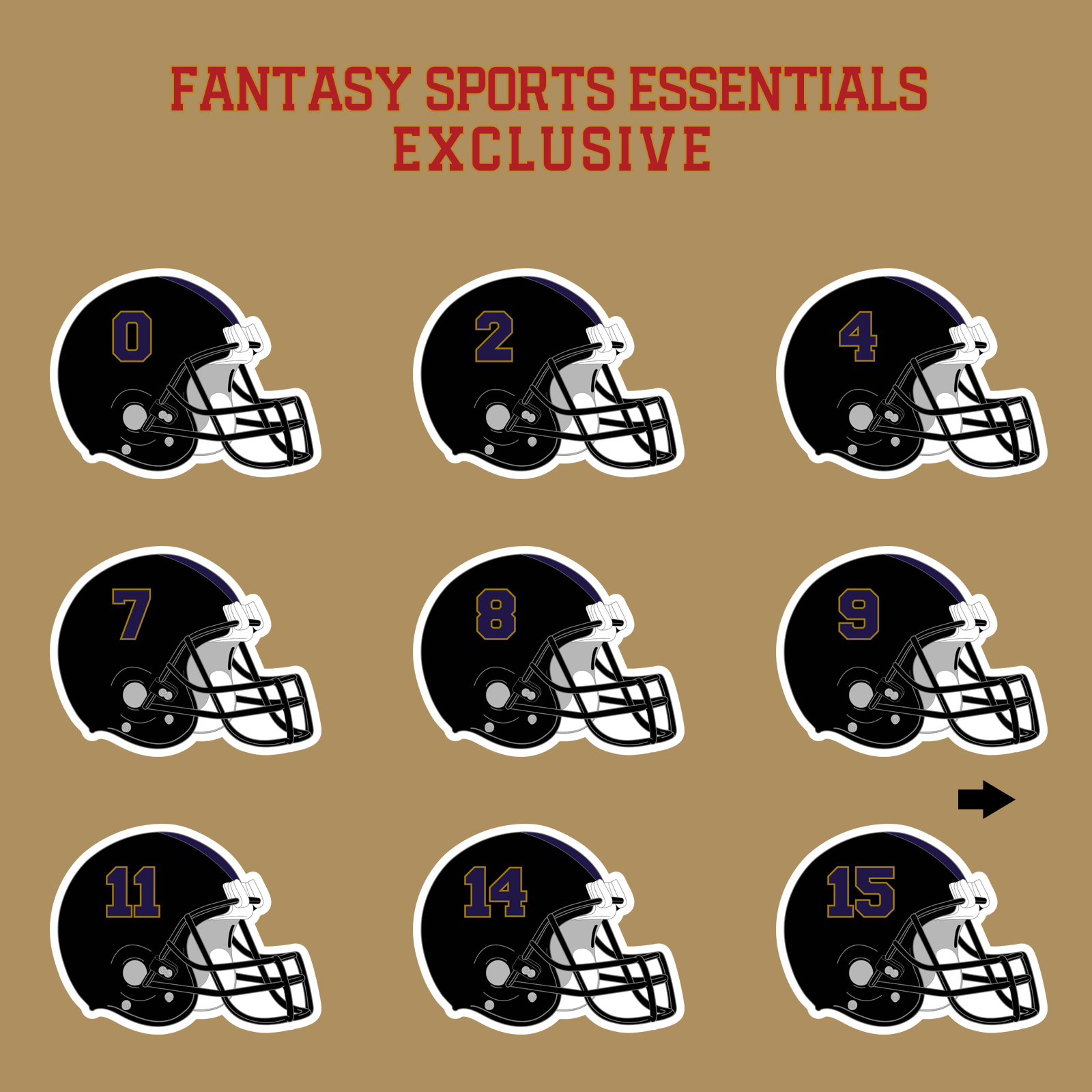 Fantasy Sports Essentials Exclusive Baltimore Ravens 2024 Helmet Glossy Stickers Page 1