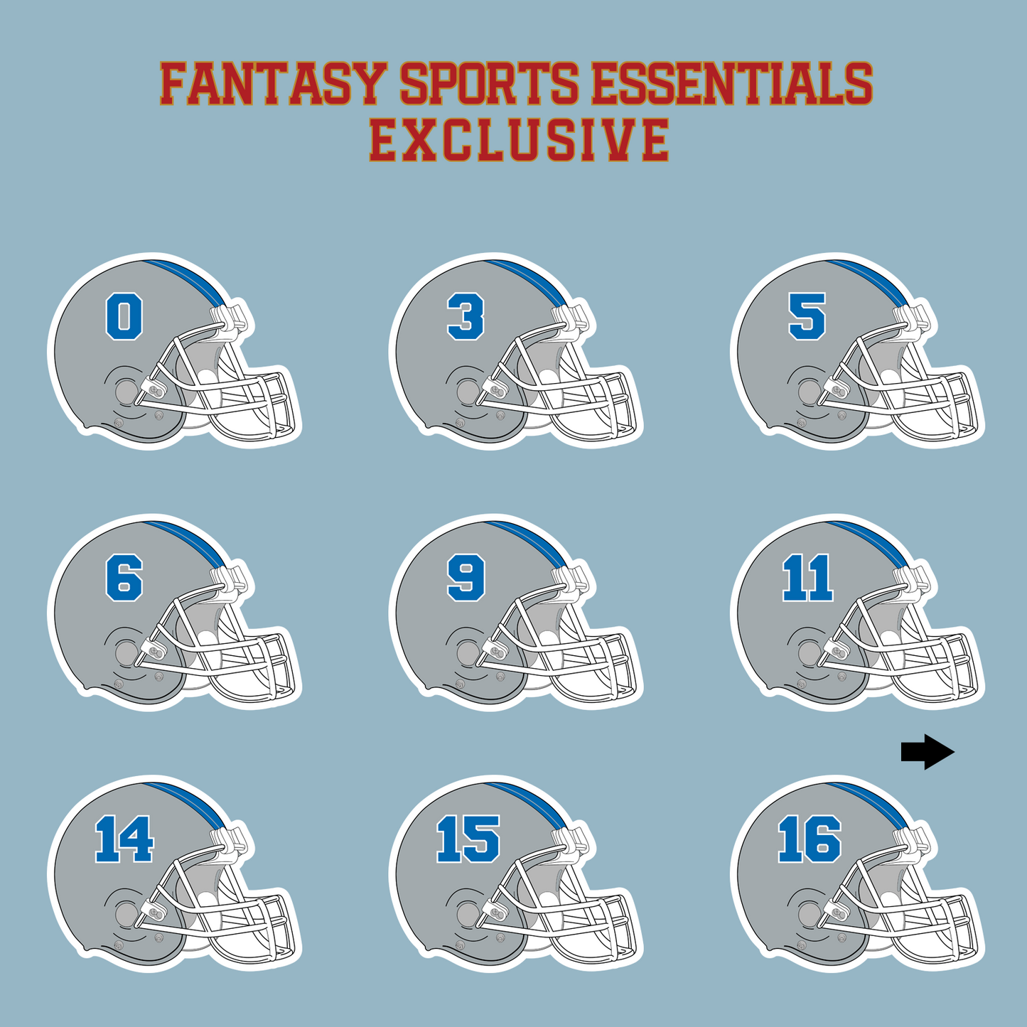 Fantasy Sports Essentials Exclusive Detrot Lions 2024 Helmet Matte Stickers Page 1